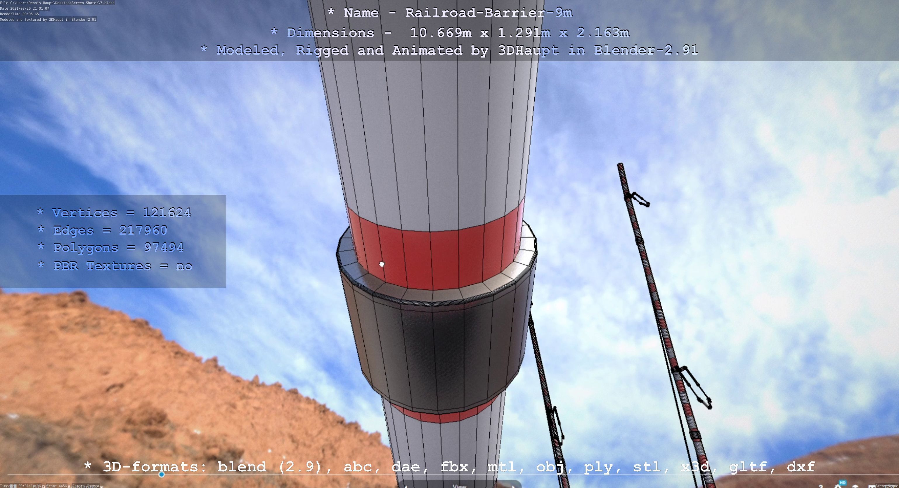 Railroad Barrier 9m High-Poly 3D model_41