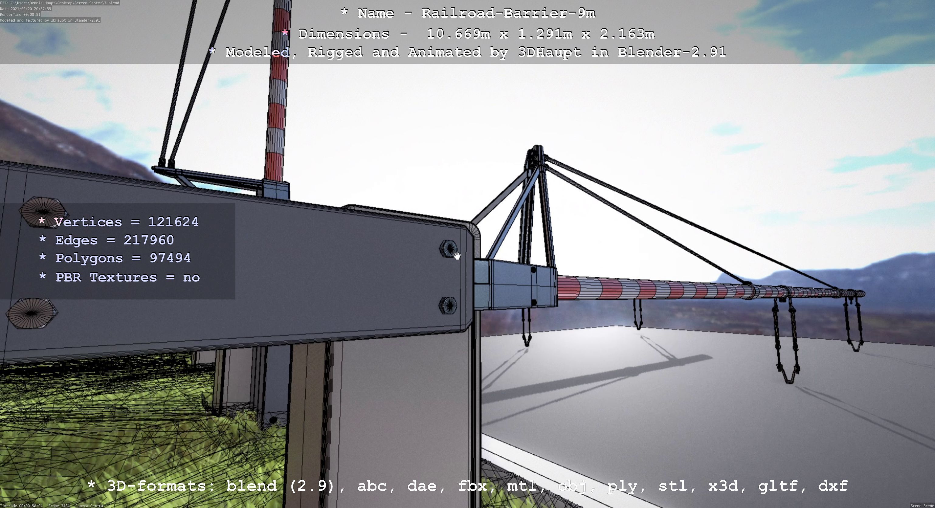 Railroad Barrier 9m High-Poly 3D model_112