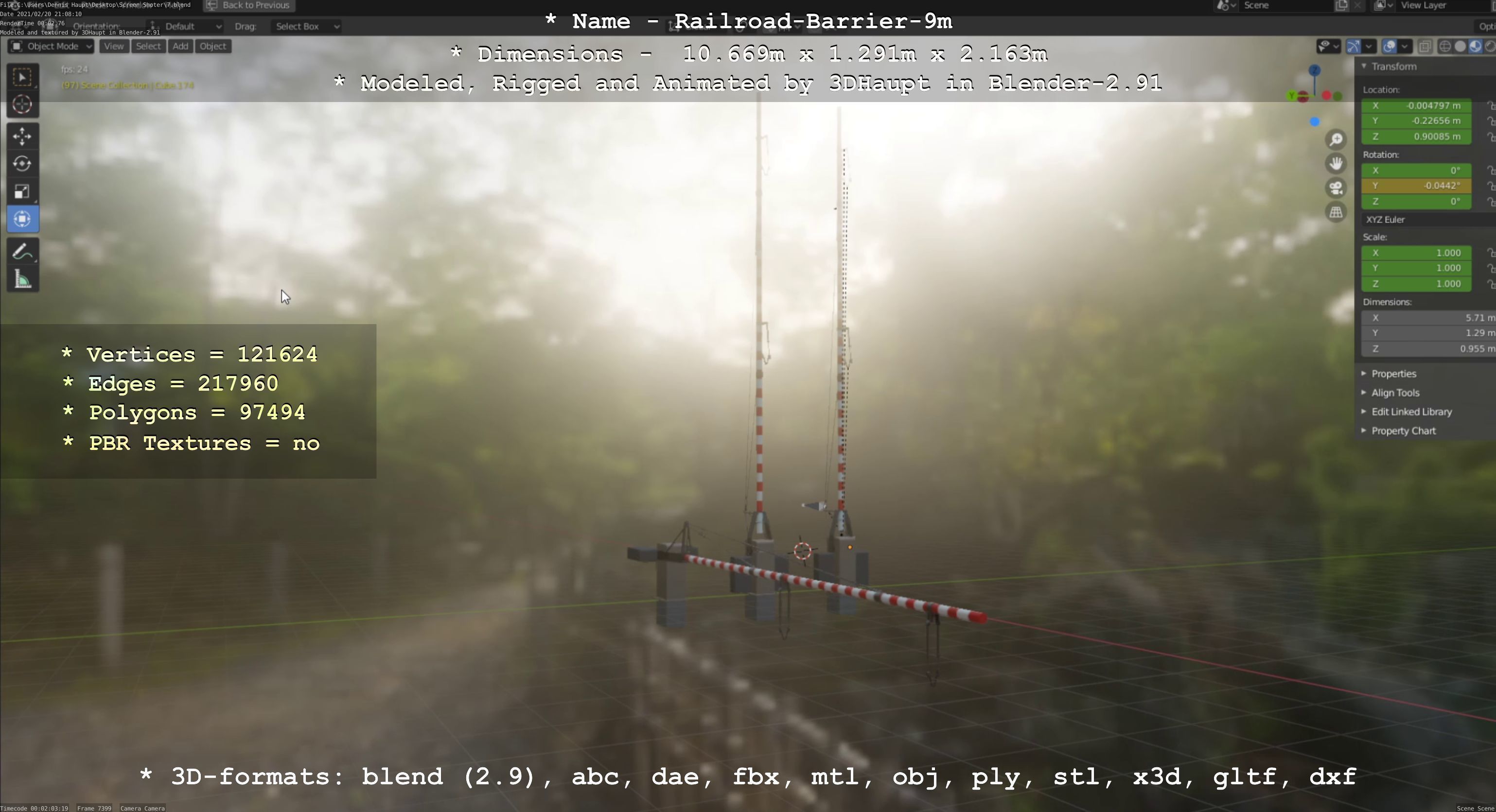 Railroad Barrier 9m High-Poly 3D model_120