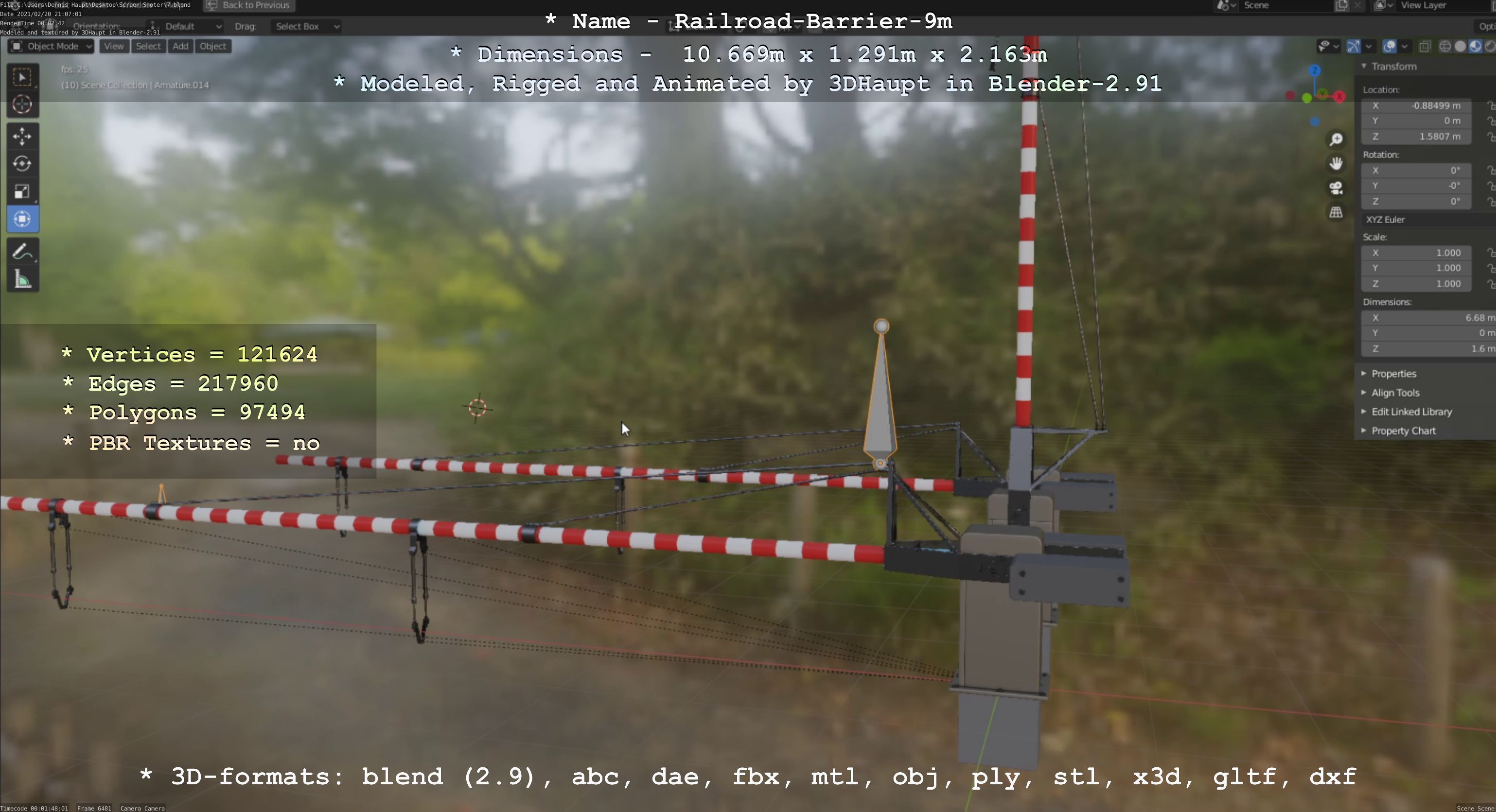 Railroad Barrier 9m High-Poly 3D model_89