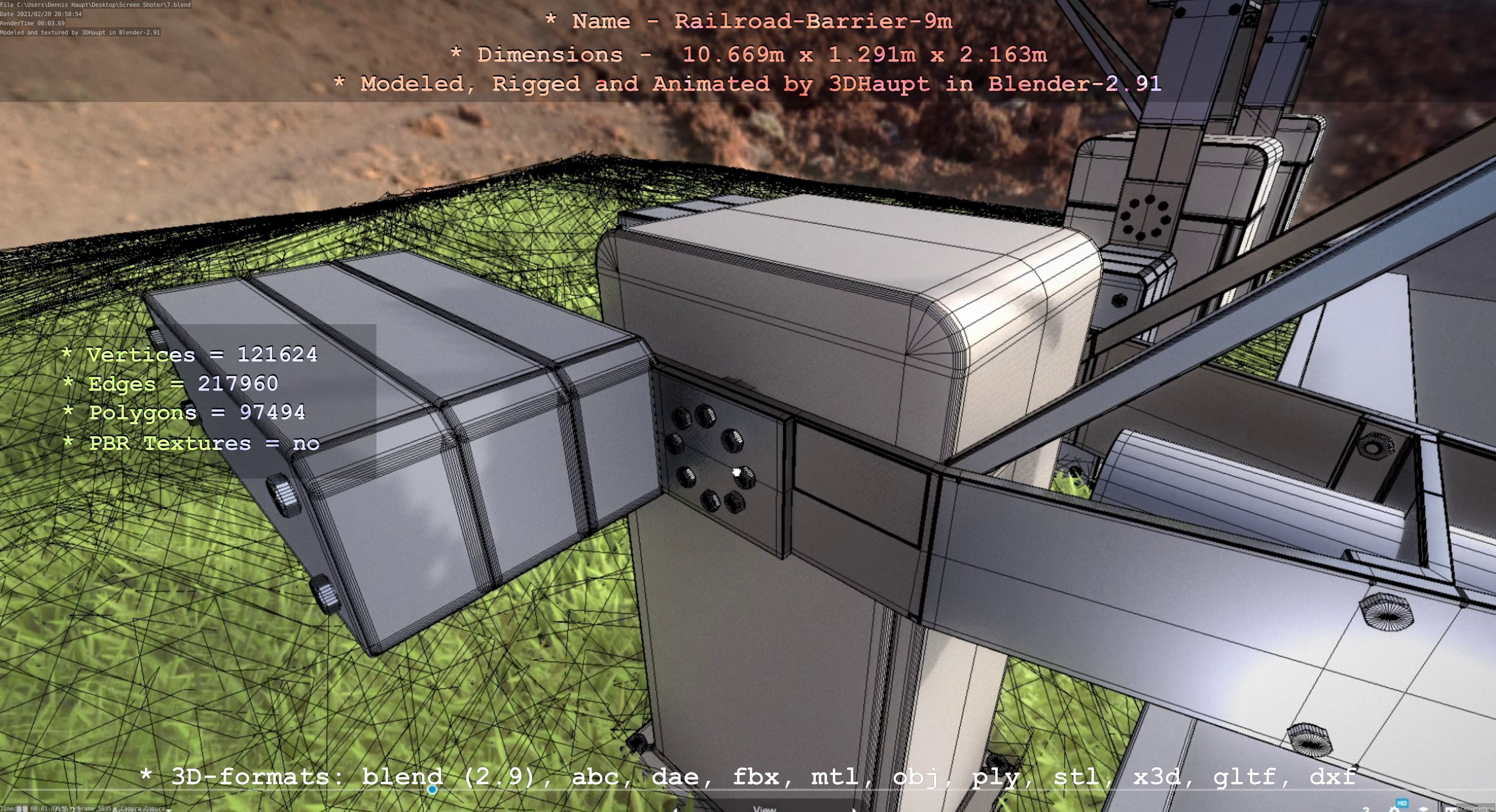 Railroad Barrier 9m High-Poly 3D model_9