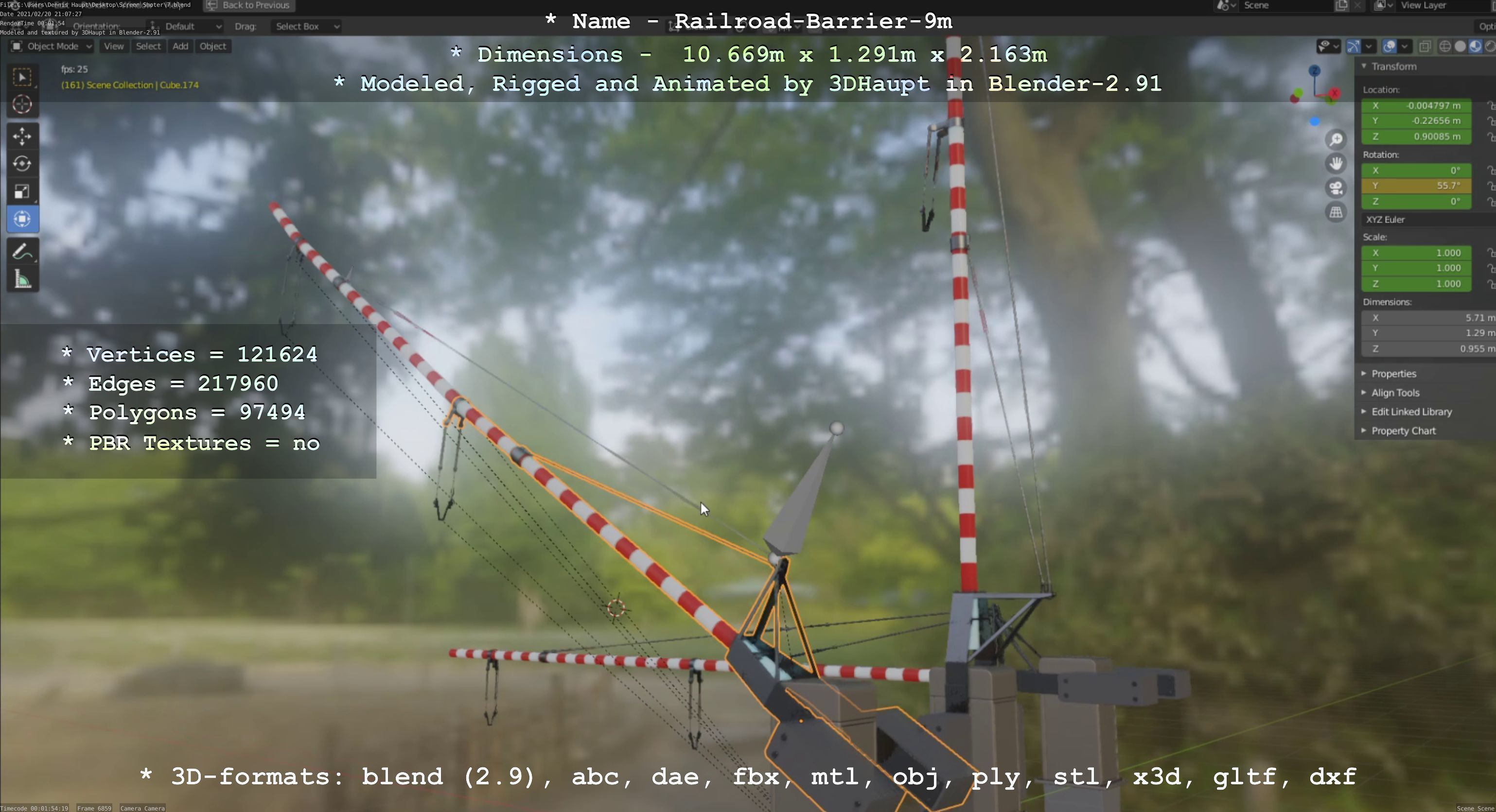 Railroad Barrier 9m High-Poly 3D model_90