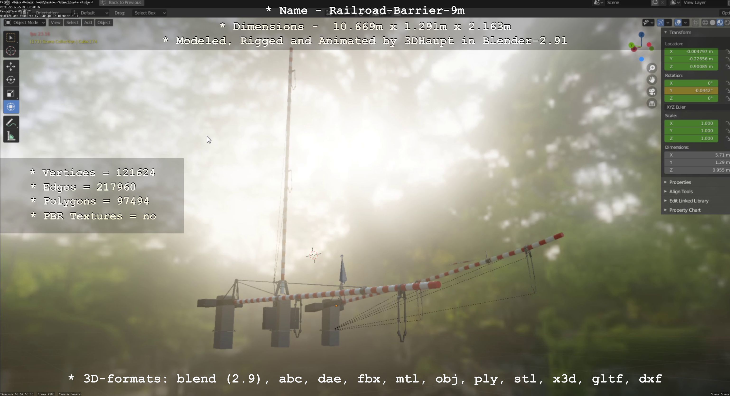 Railroad Barrier 9m High-Poly 3D model_127