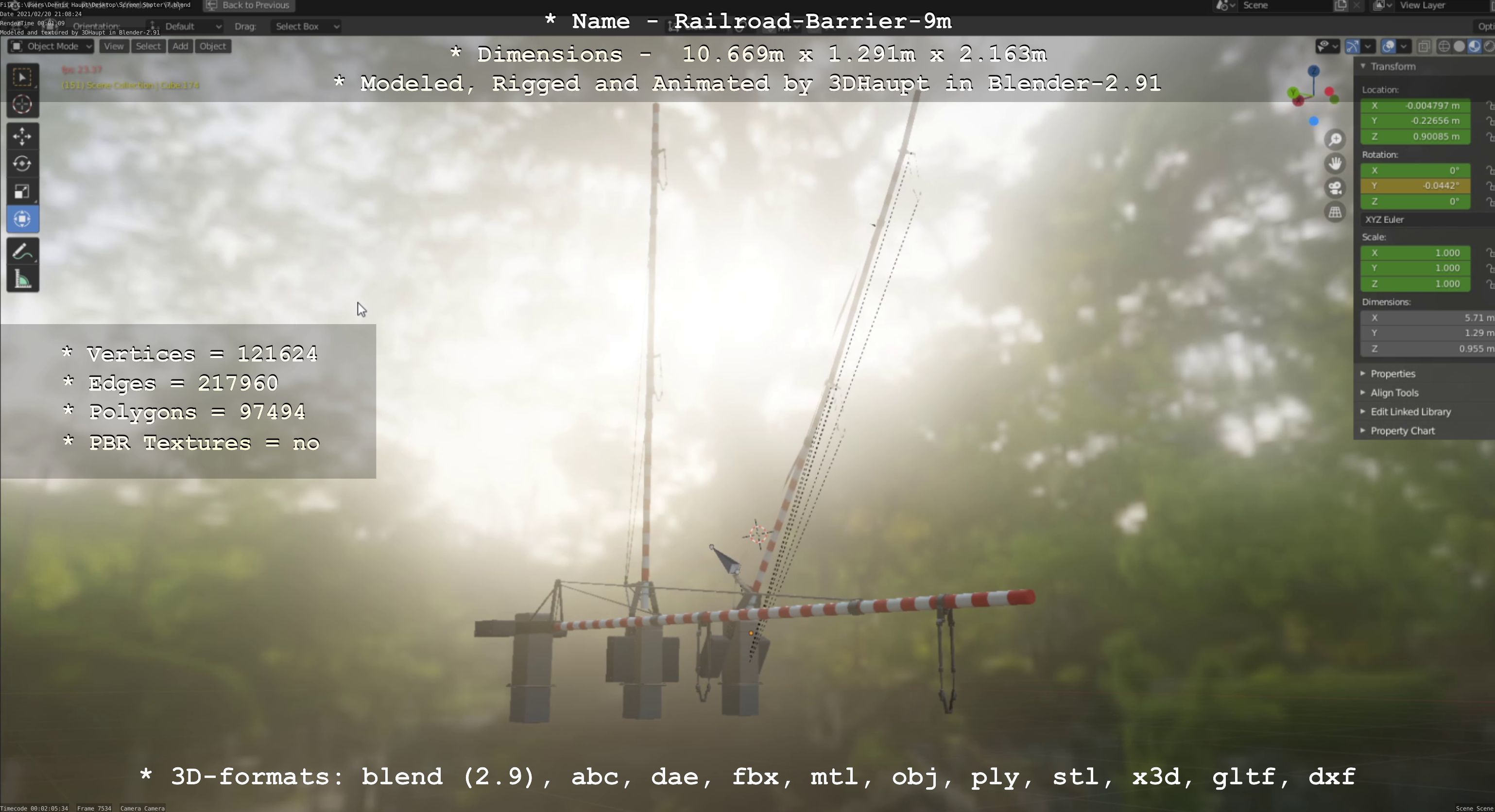 Railroad Barrier 9m High-Poly 3D model_101