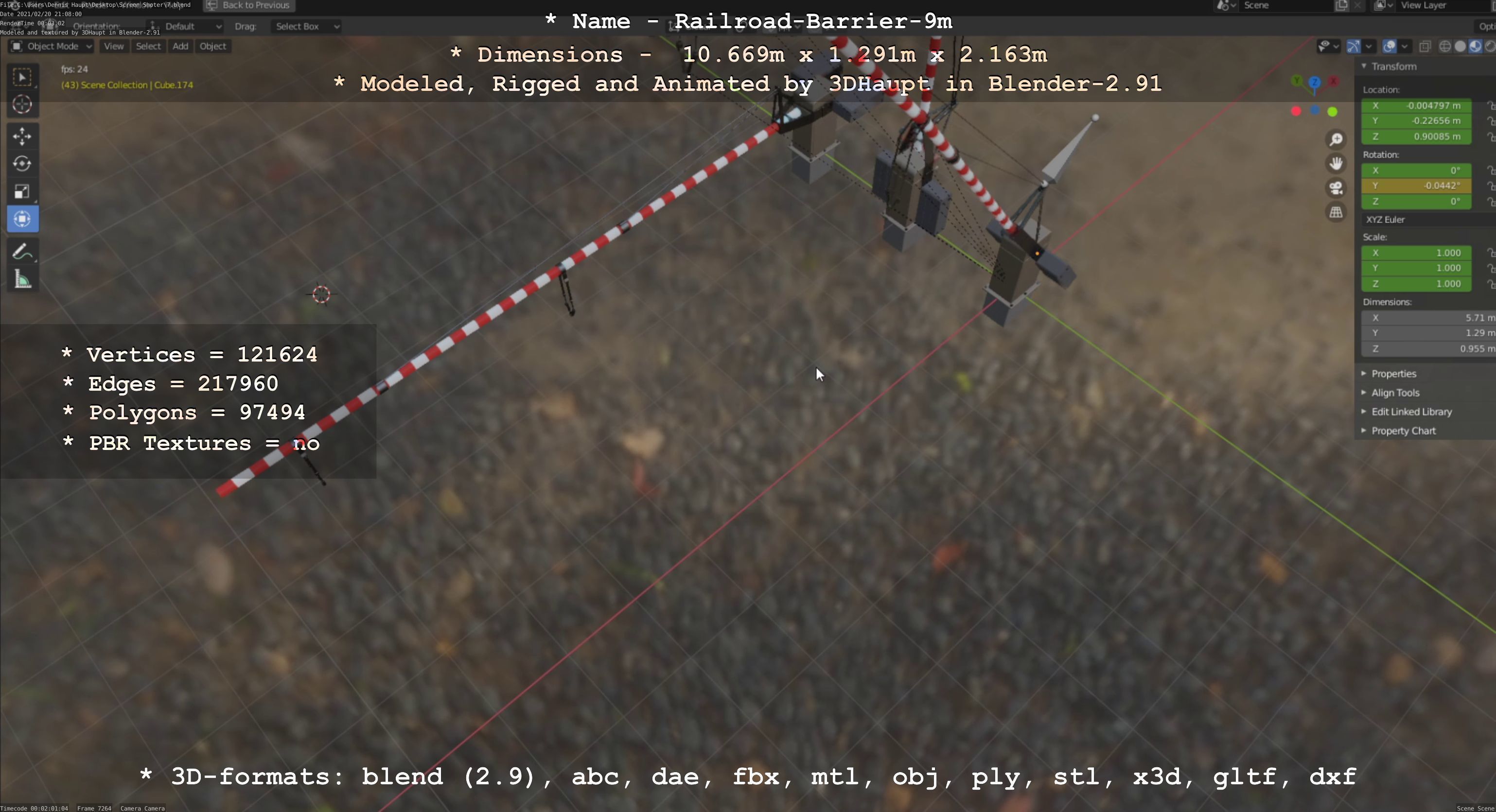 Railroad Barrier 9m High-Poly 3D model_106