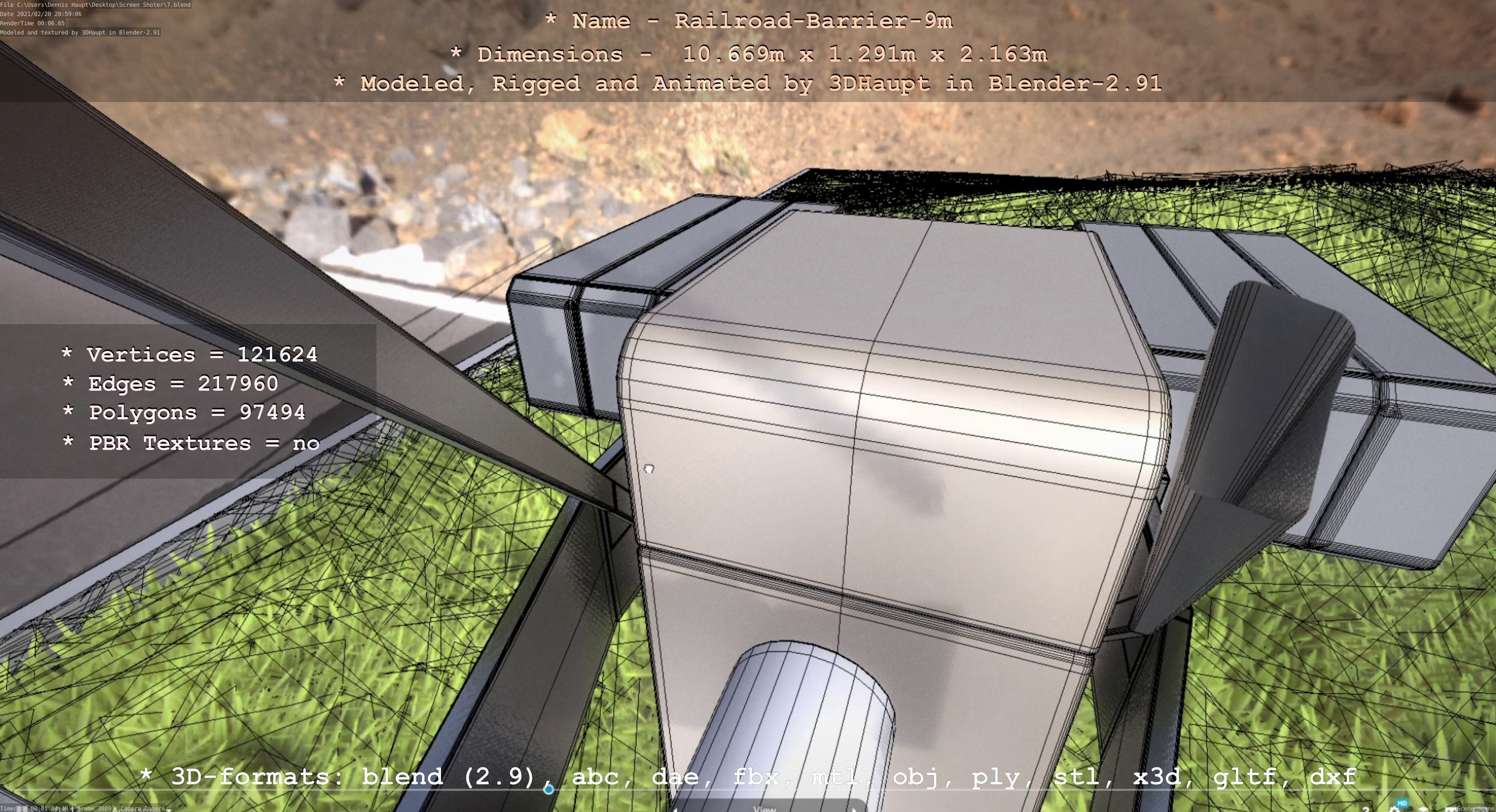 Railroad Barrier 9m High-Poly 3D model_128