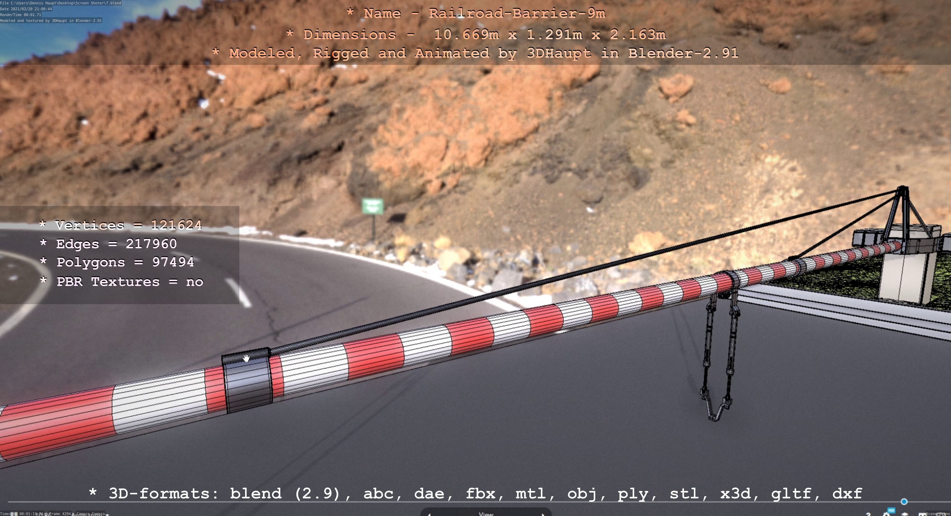 Railroad Barrier 9m High-Poly 3D model_36