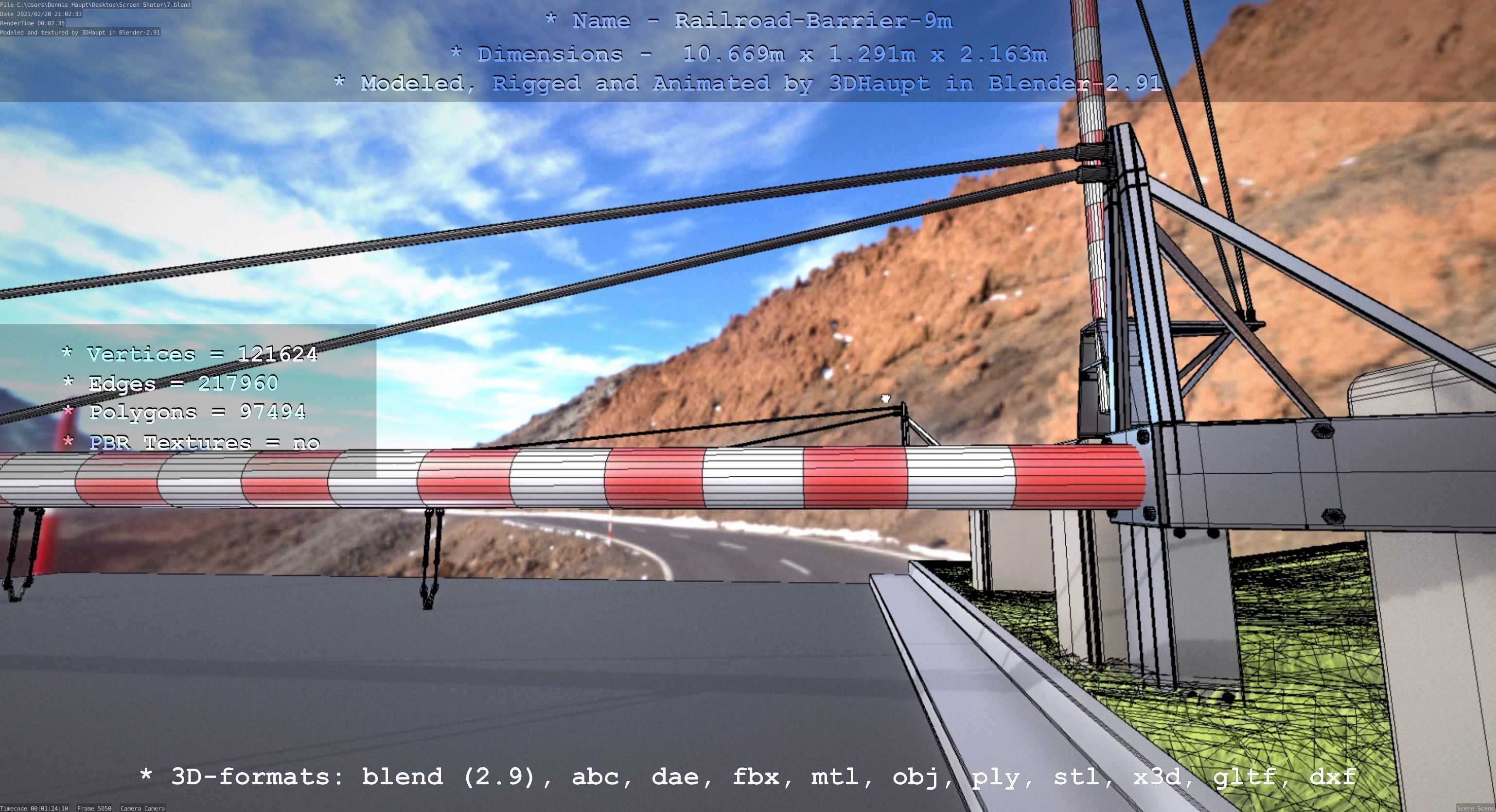 Railroad Barrier 9m High-Poly 3D model_14