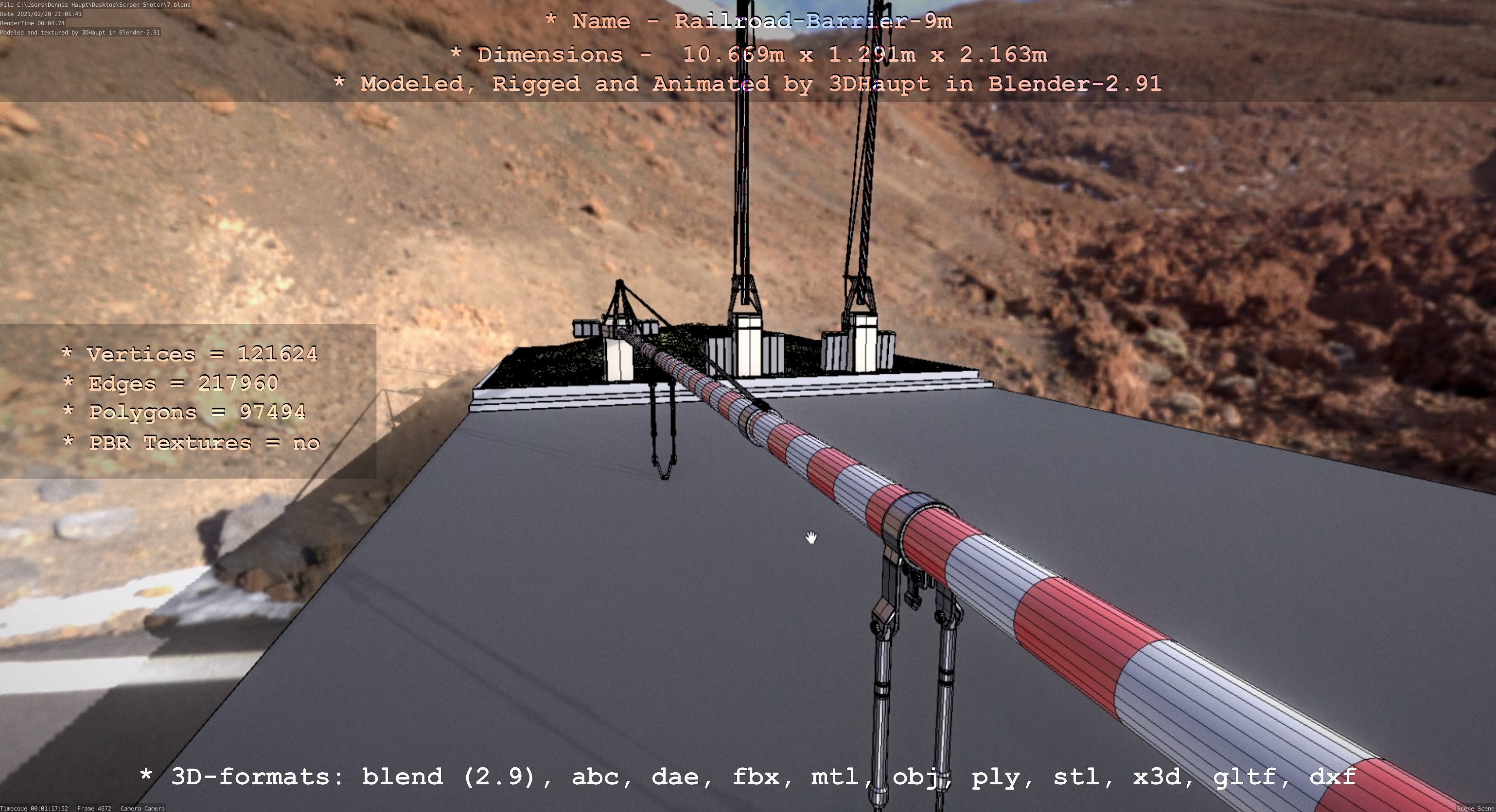 Railroad Barrier 9m High-Poly 3D model_49