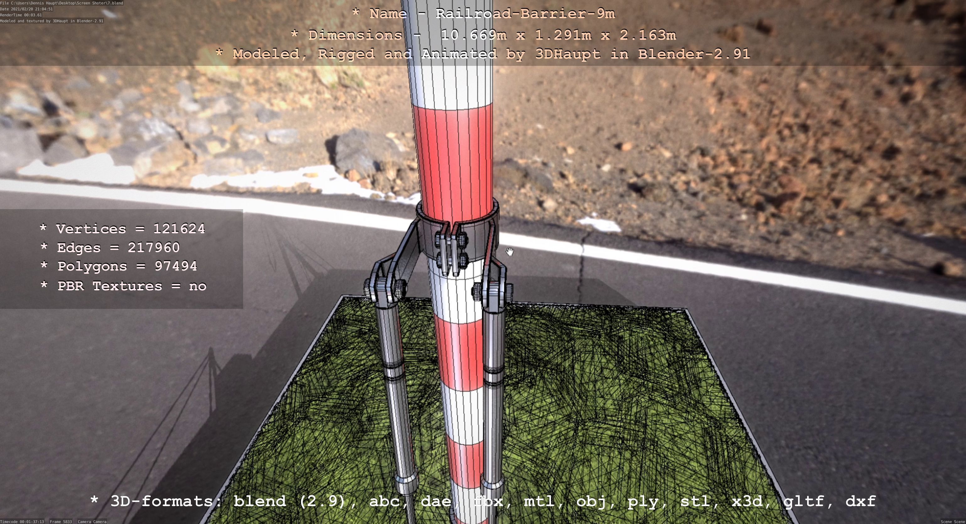 Railroad Barrier 9m High-Poly 3D model_65