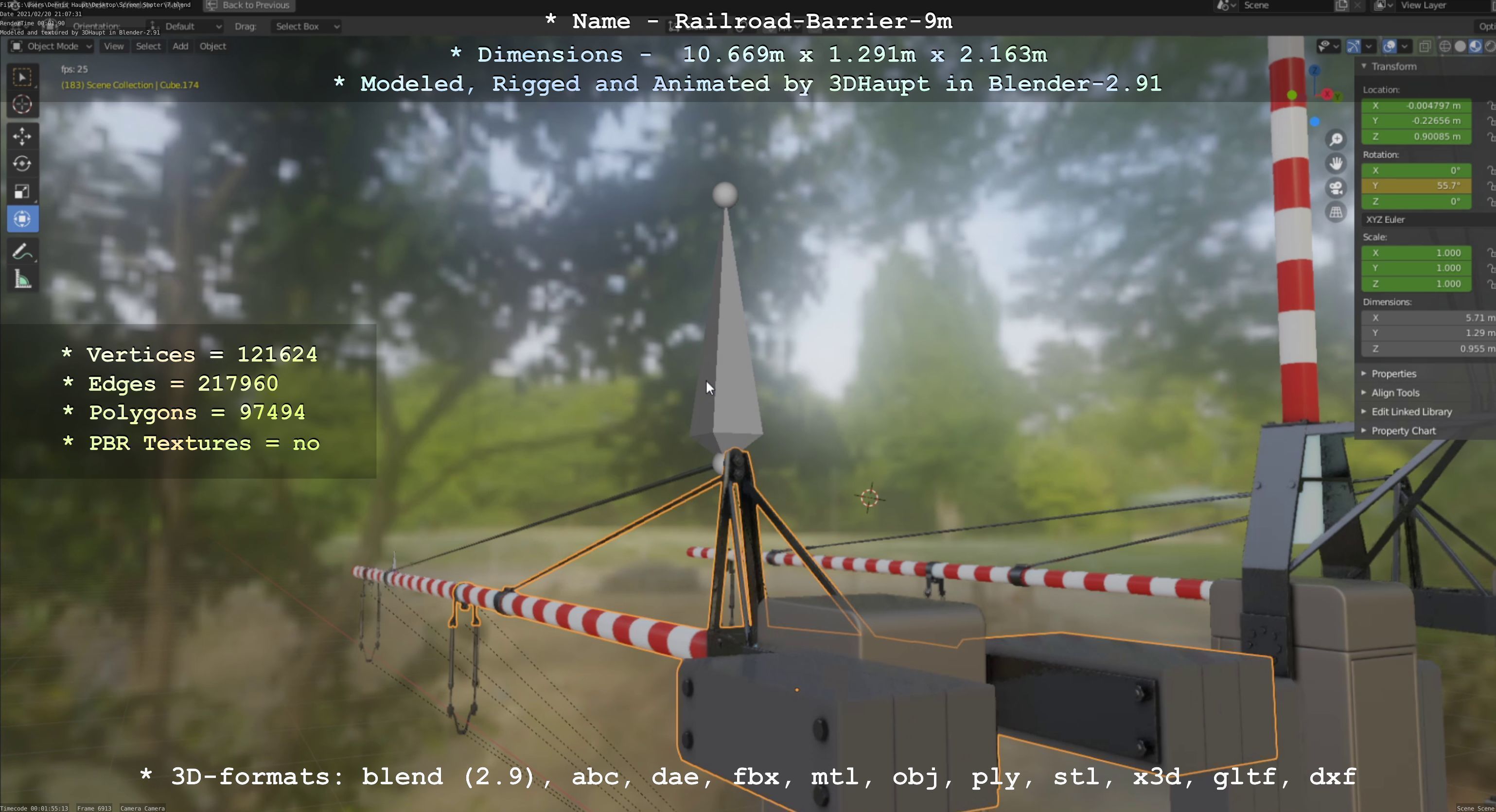 Railroad Barrier 9m High-Poly 3D model_96