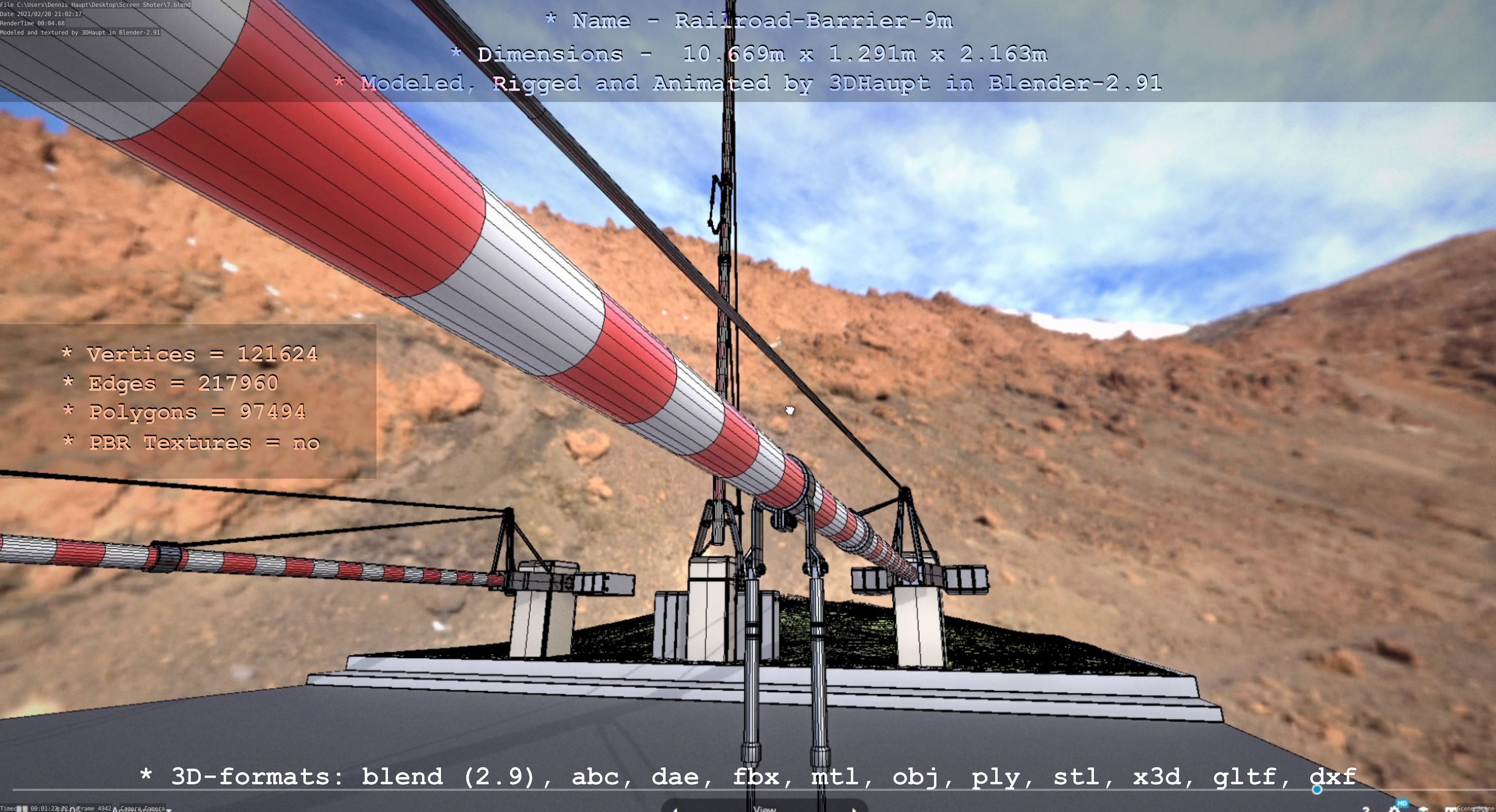 Railroad Barrier 9m High-Poly 3D model_54