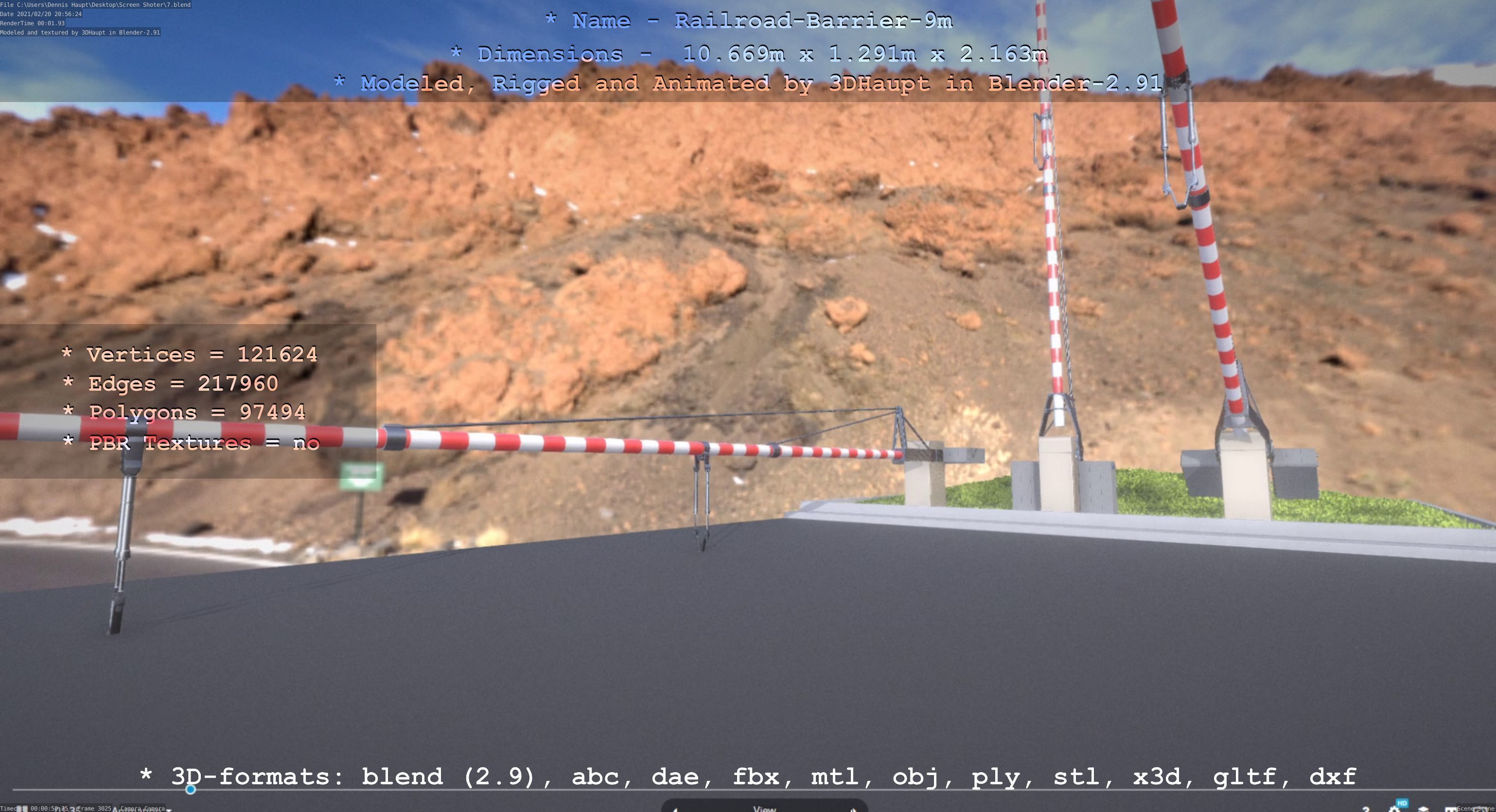 Railroad Barrier 9m High-Poly 3D model_8