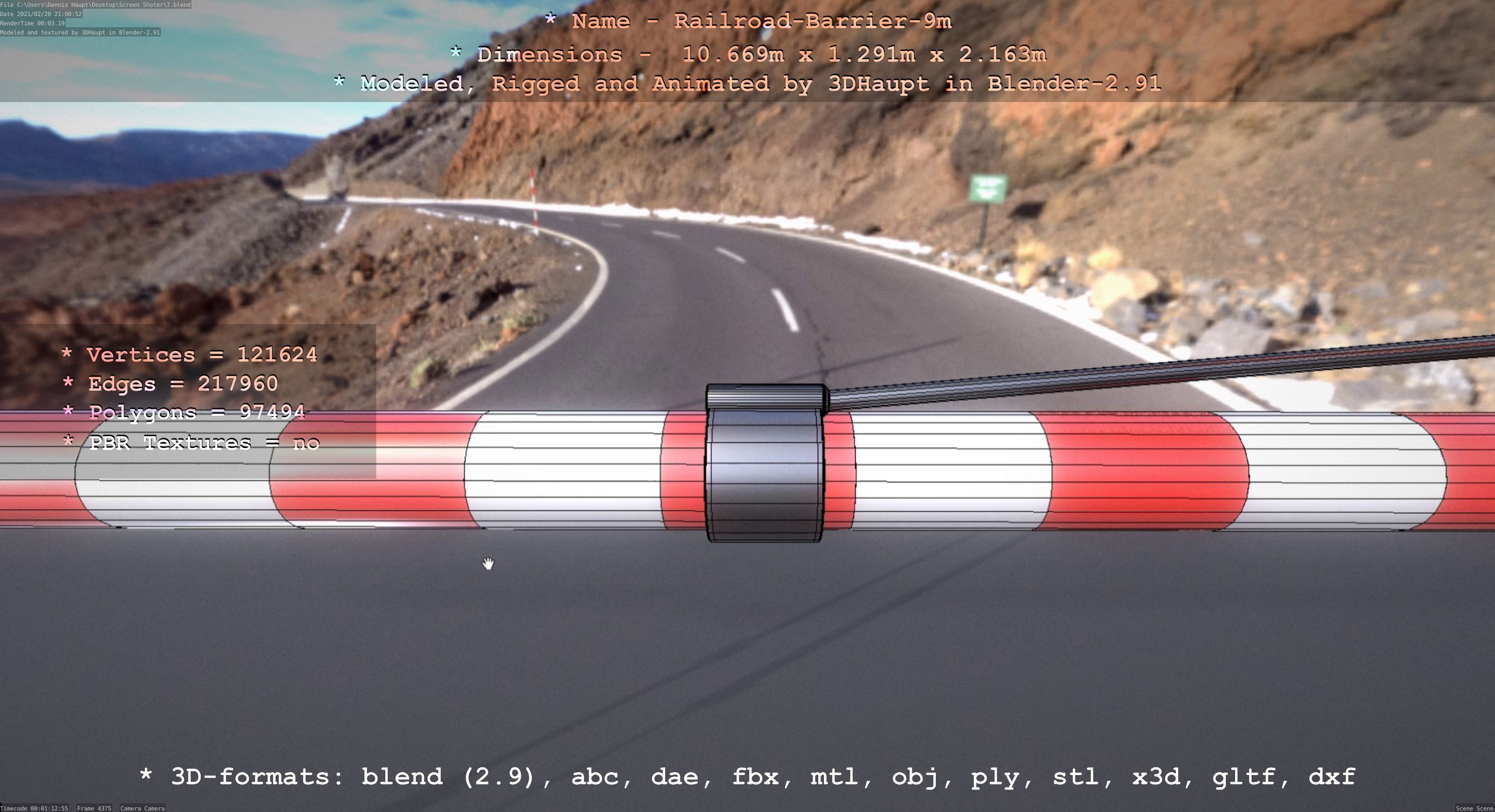 Railroad Barrier 9m High-Poly 3D model_39