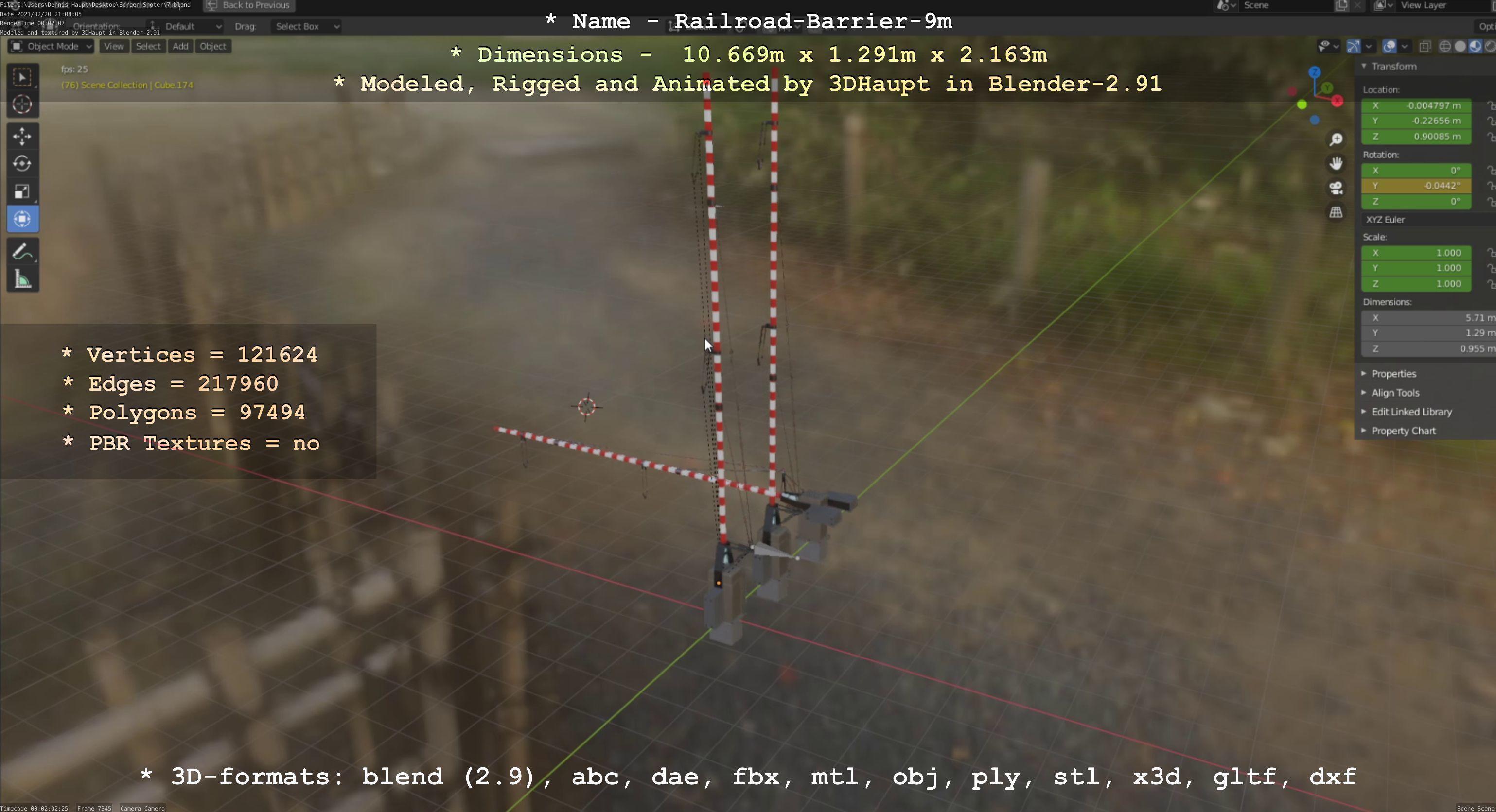Railroad Barrier 9m High-Poly 3D model_118