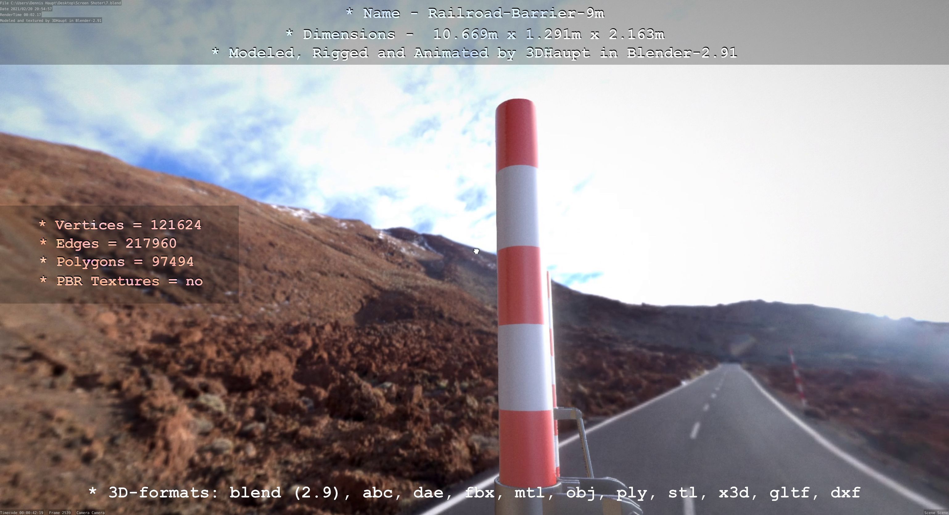 Railroad Barrier 9m High-Poly 3D model_5