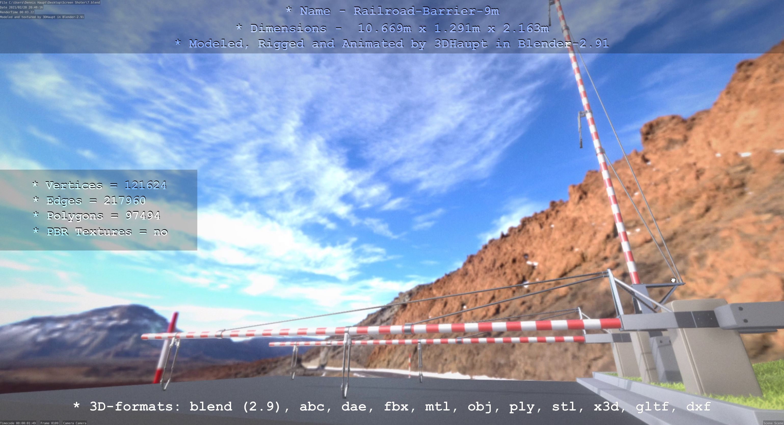 Railroad Barrier 9m High-Poly 3D model_100