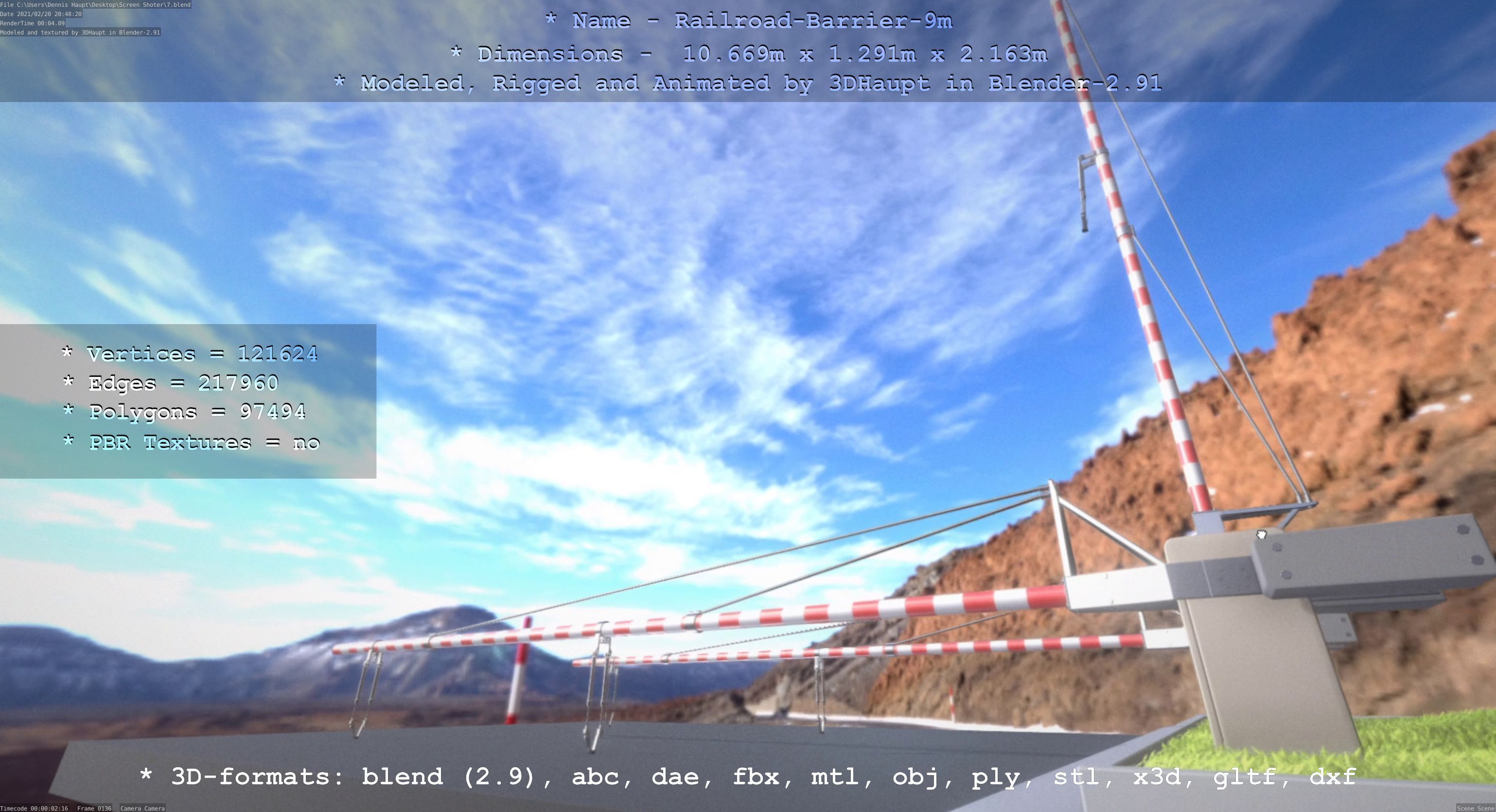 Railroad Barrier 9m High-Poly 3D model_126