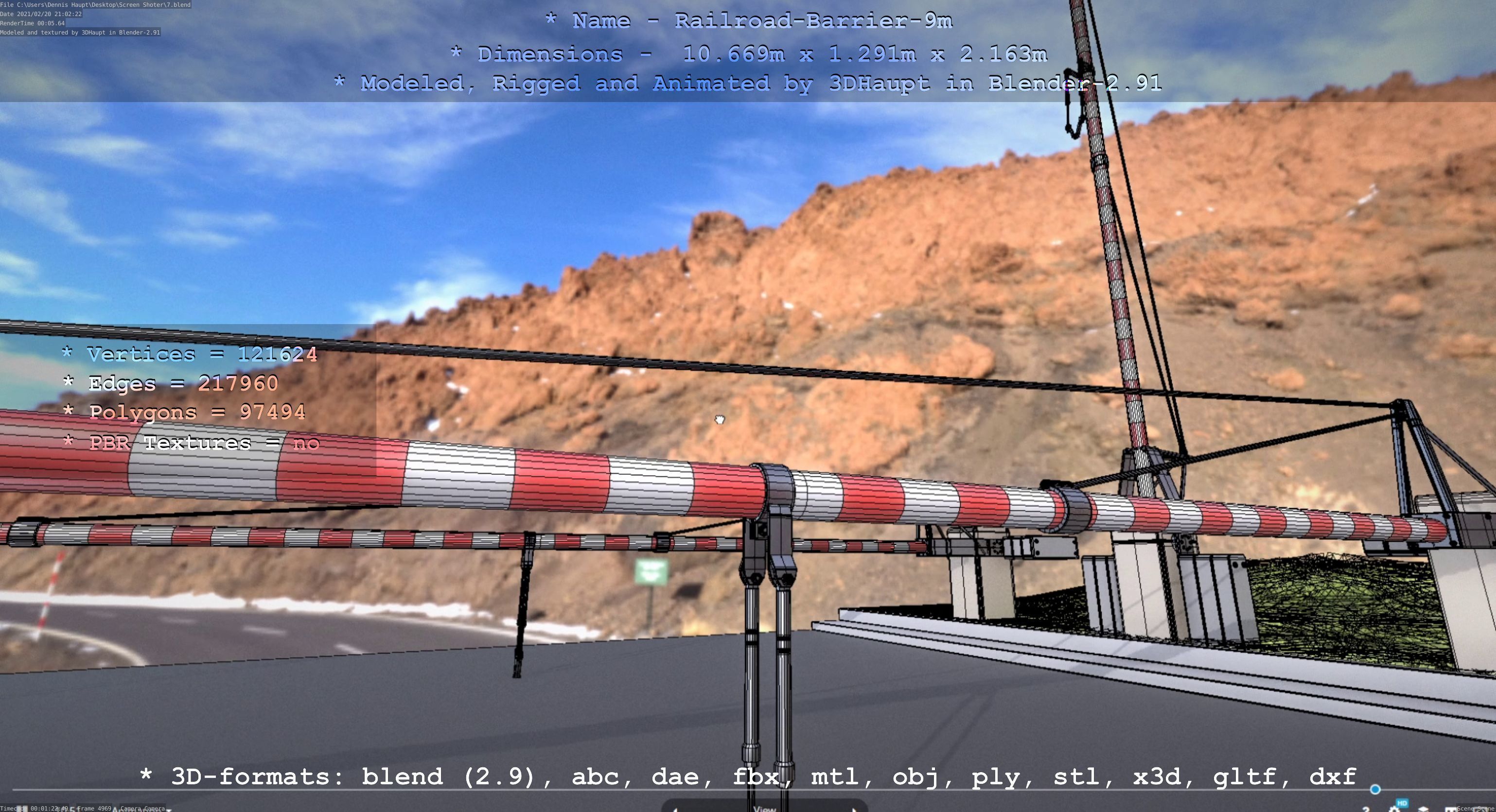 Railroad Barrier 9m High-Poly 3D model_58