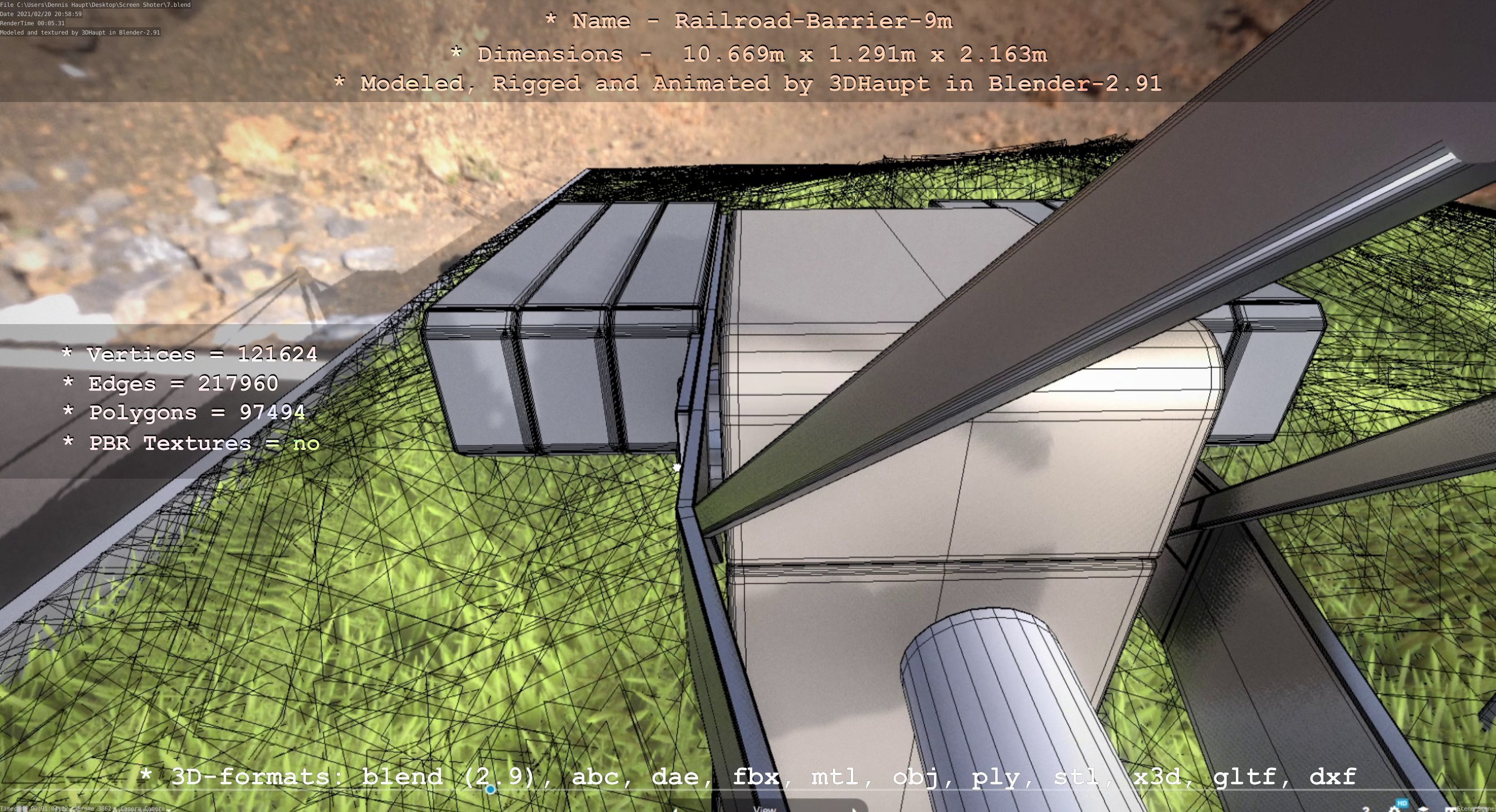 Railroad Barrier 9m High-Poly 3D model_132