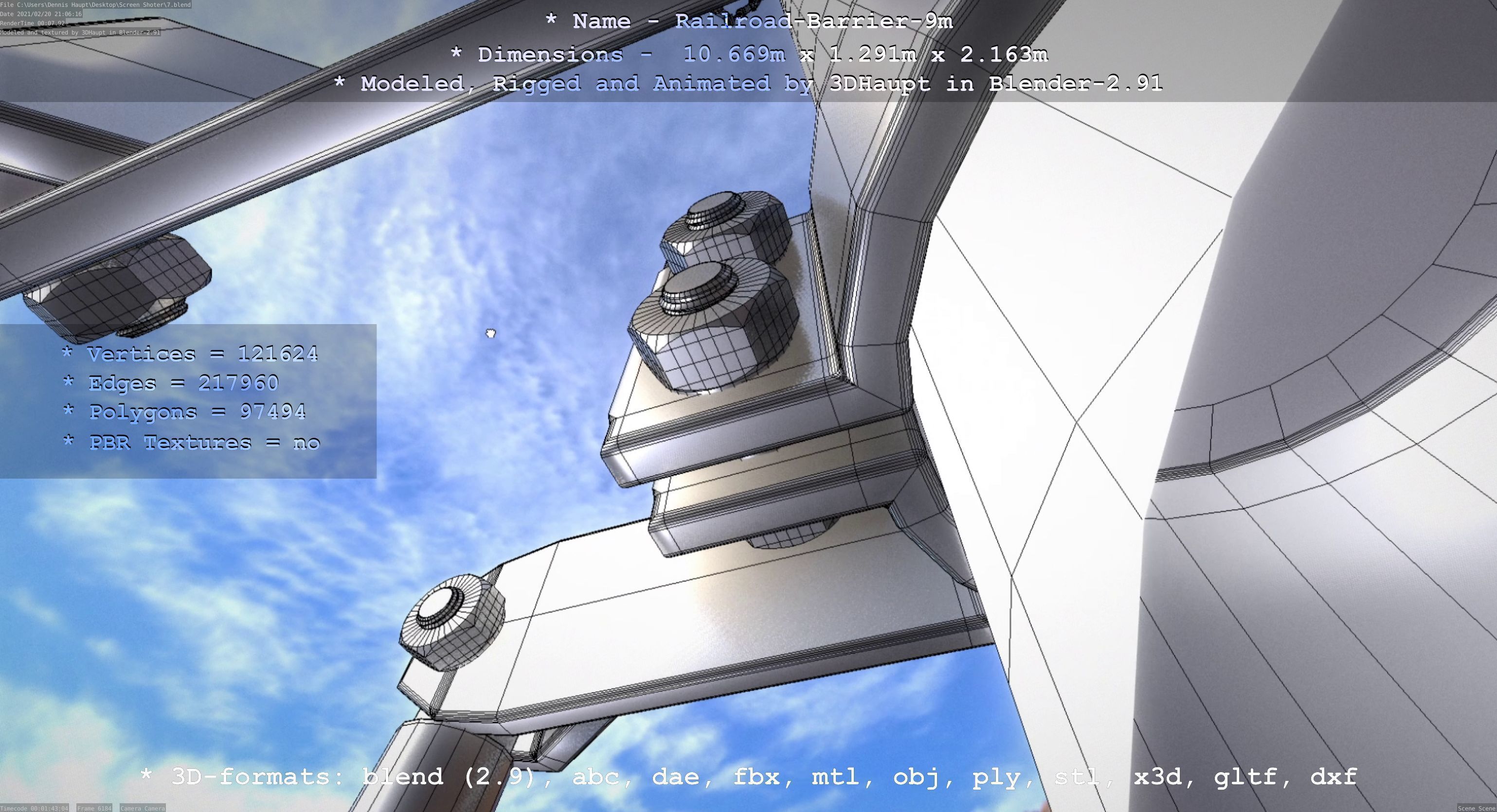 Railroad Barrier 9m High-Poly 3D model_73