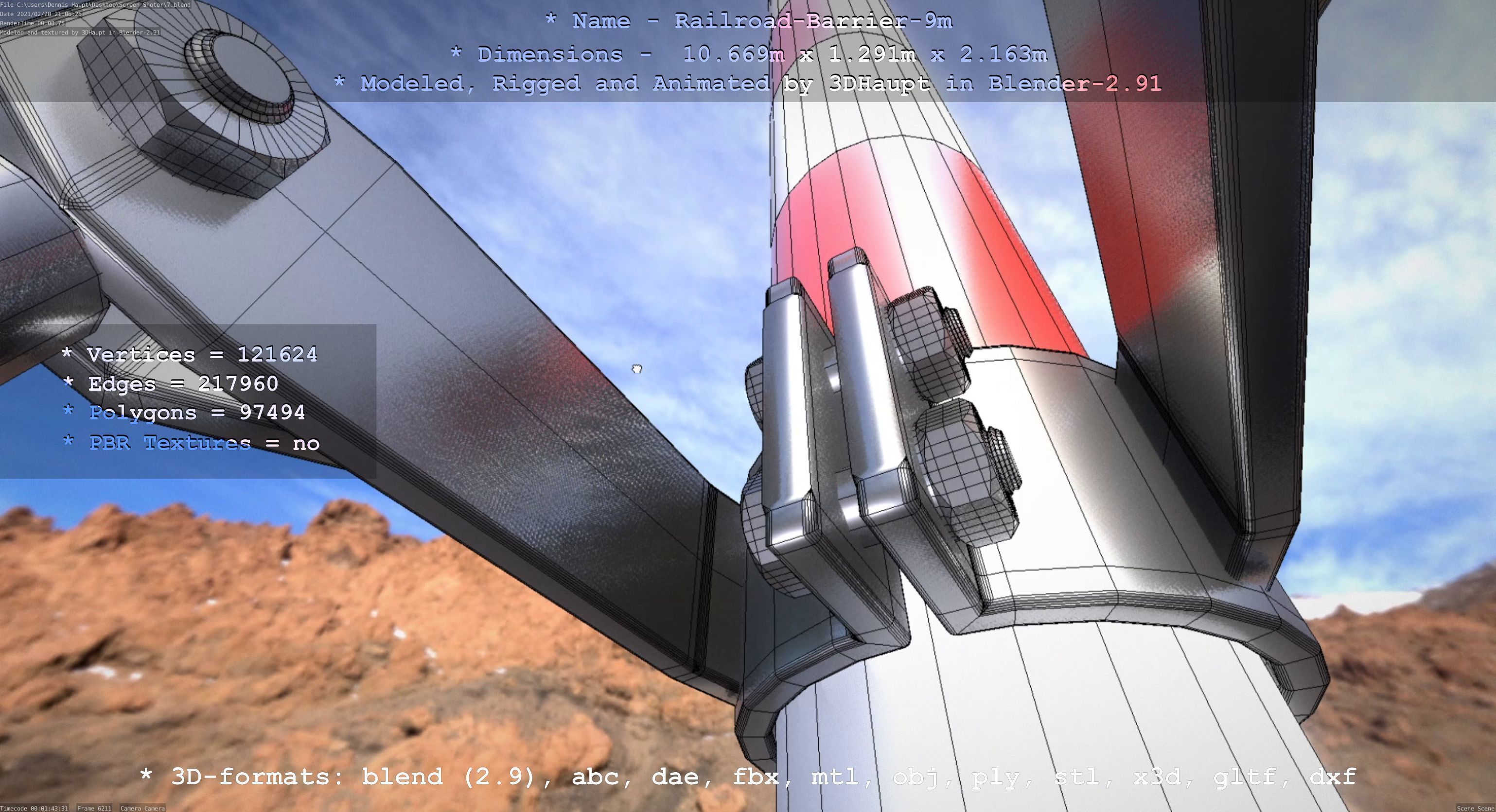 Railroad Barrier 9m High-Poly 3D model_72