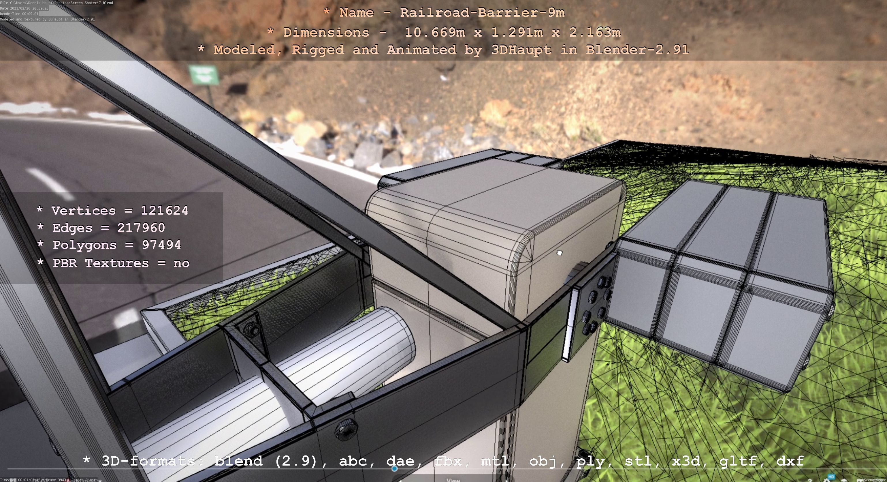 Railroad Barrier 9m High-Poly 3D model_133