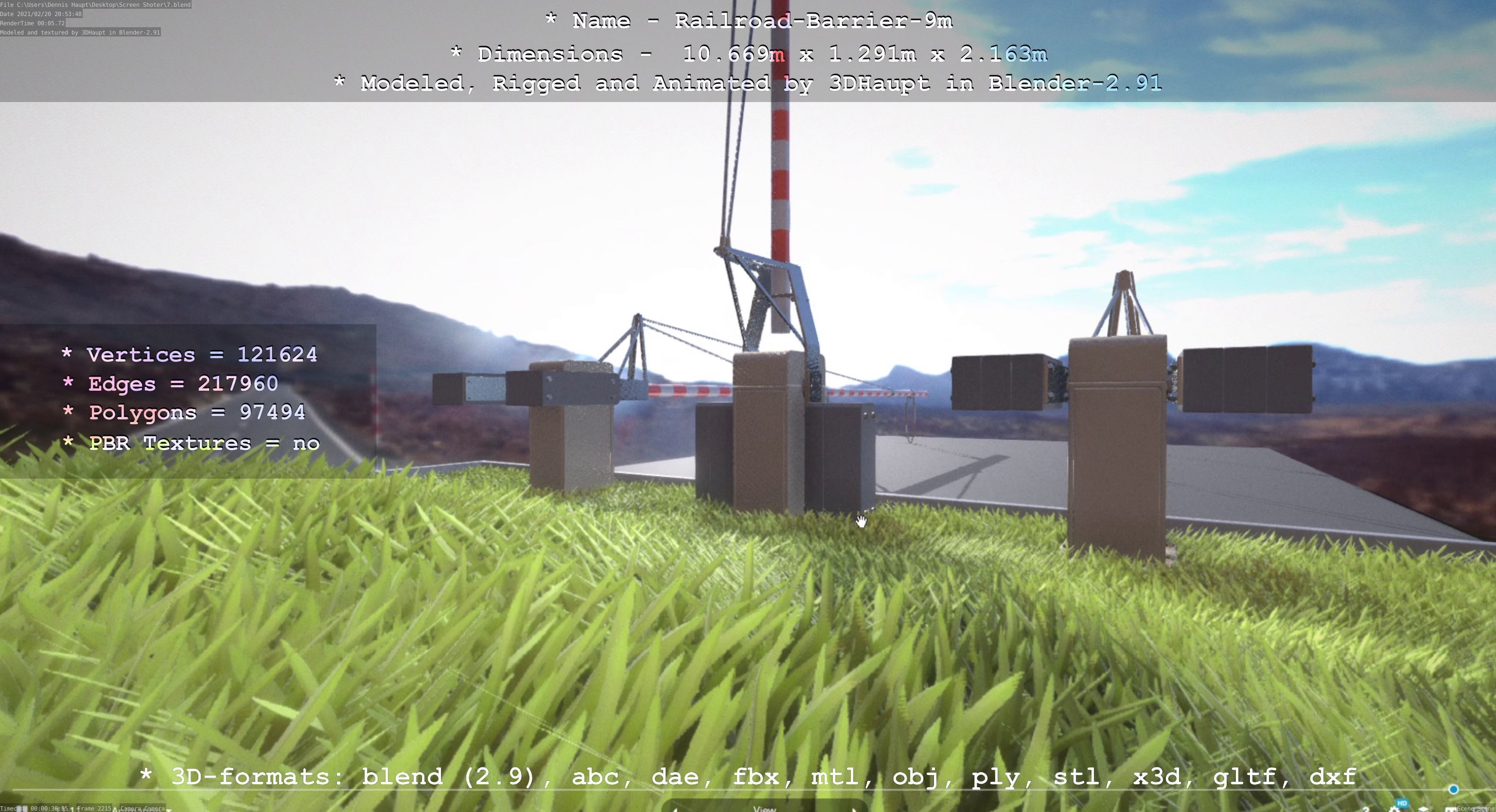 Railroad Barrier 9m High-Poly 3D model_32