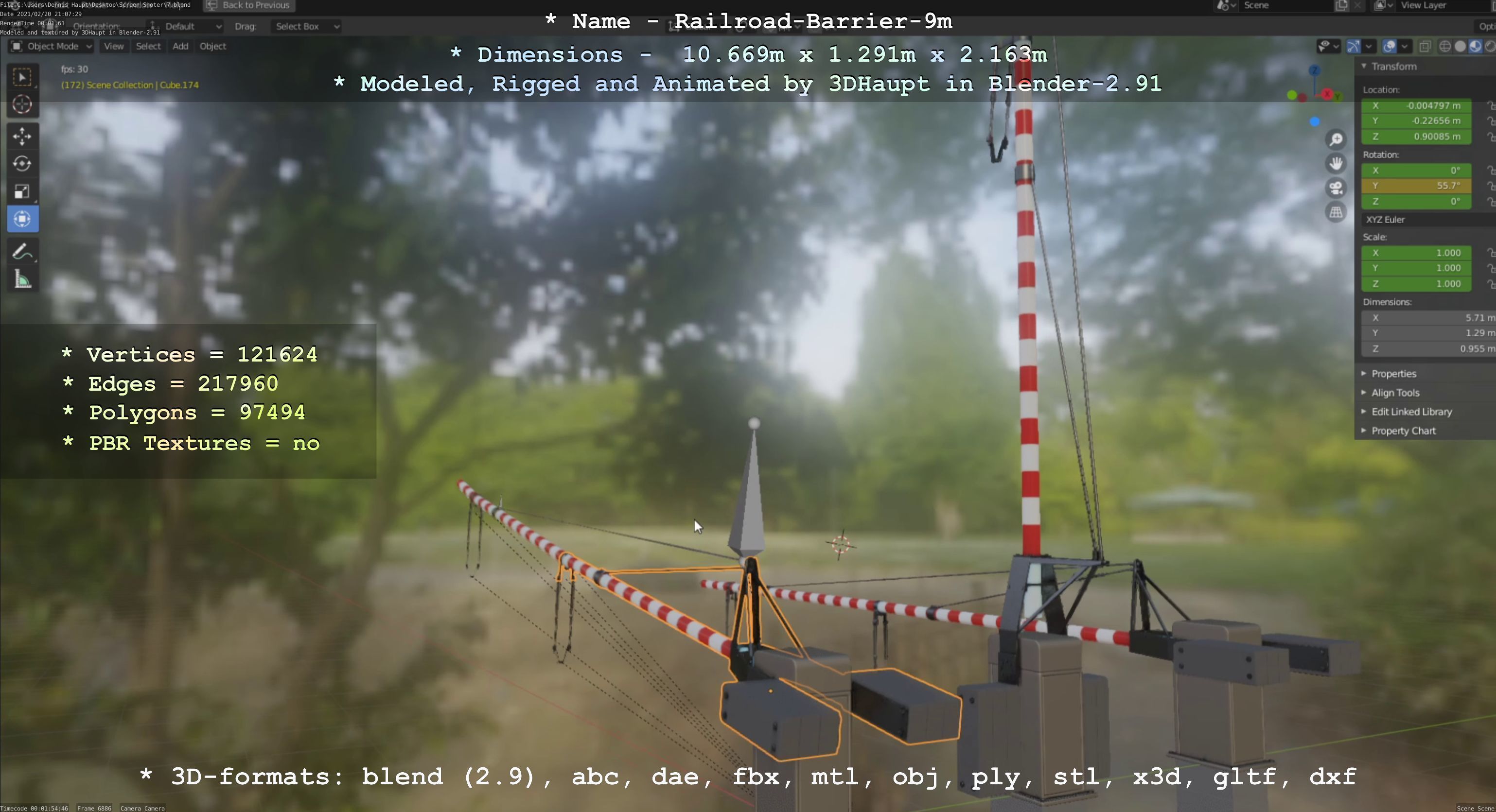 Railroad Barrier 9m High-Poly 3D model_88