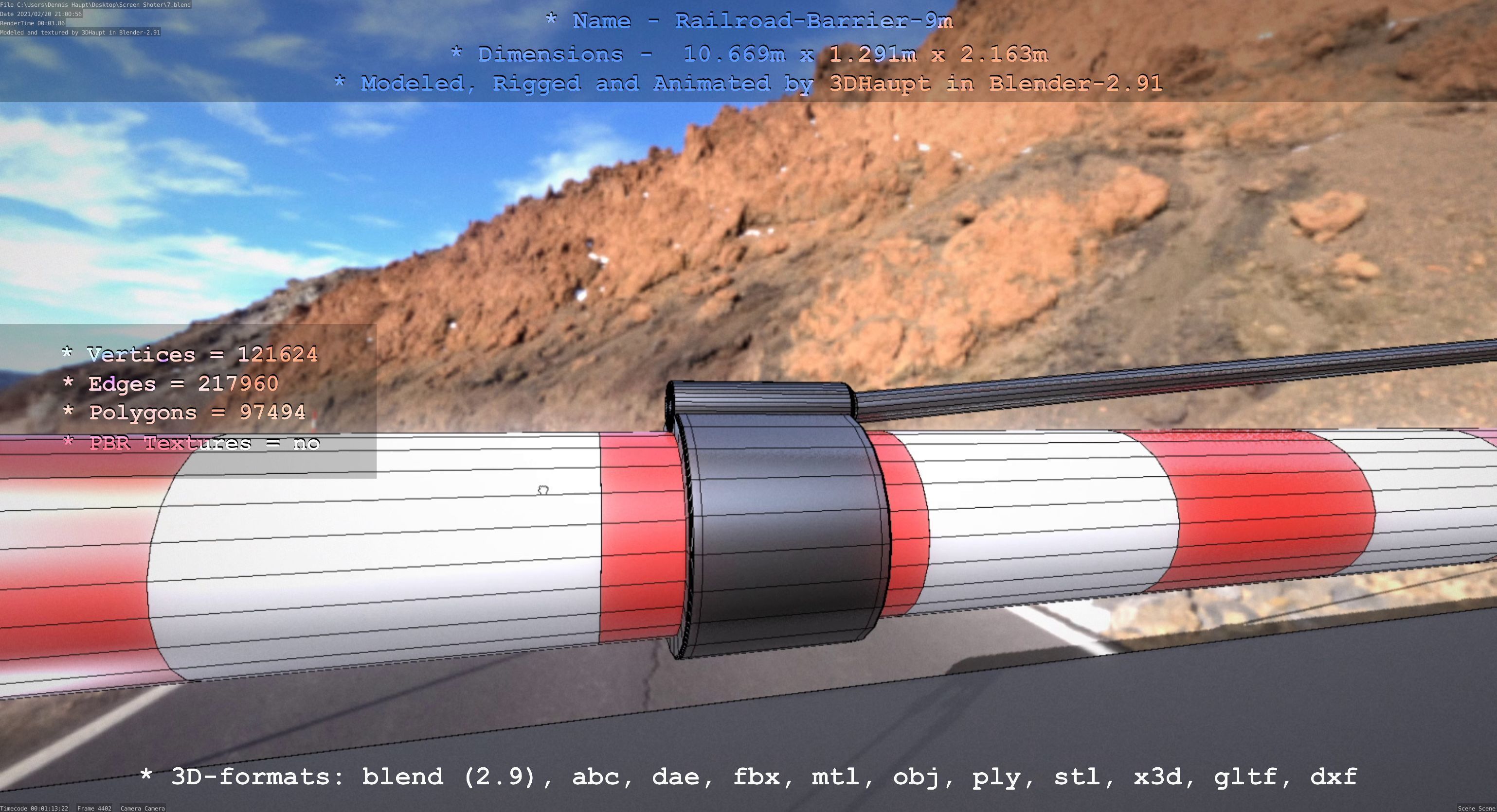 Railroad Barrier 9m High-Poly 3D model_43