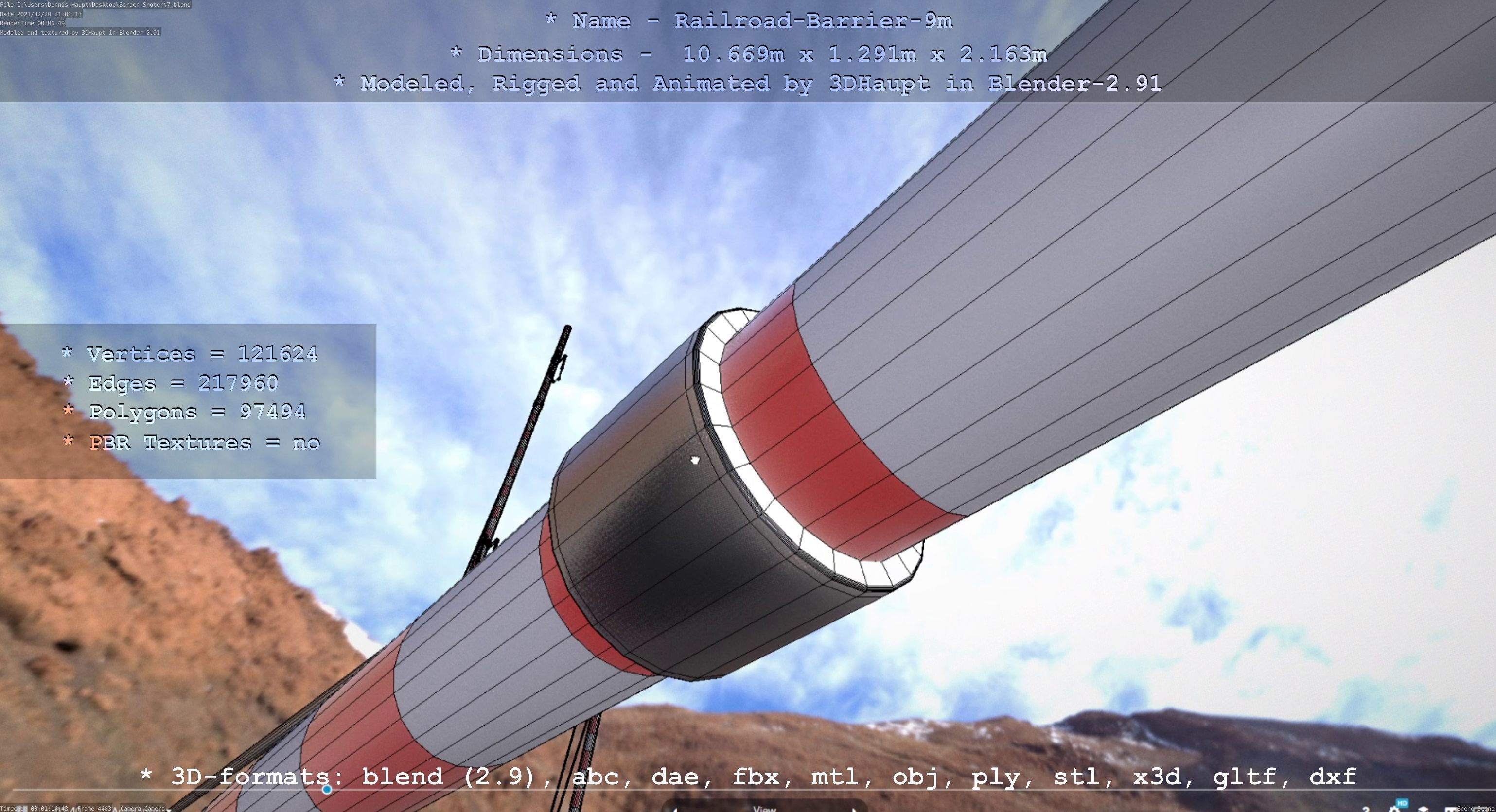 Railroad Barrier 9m High-Poly 3D model_46