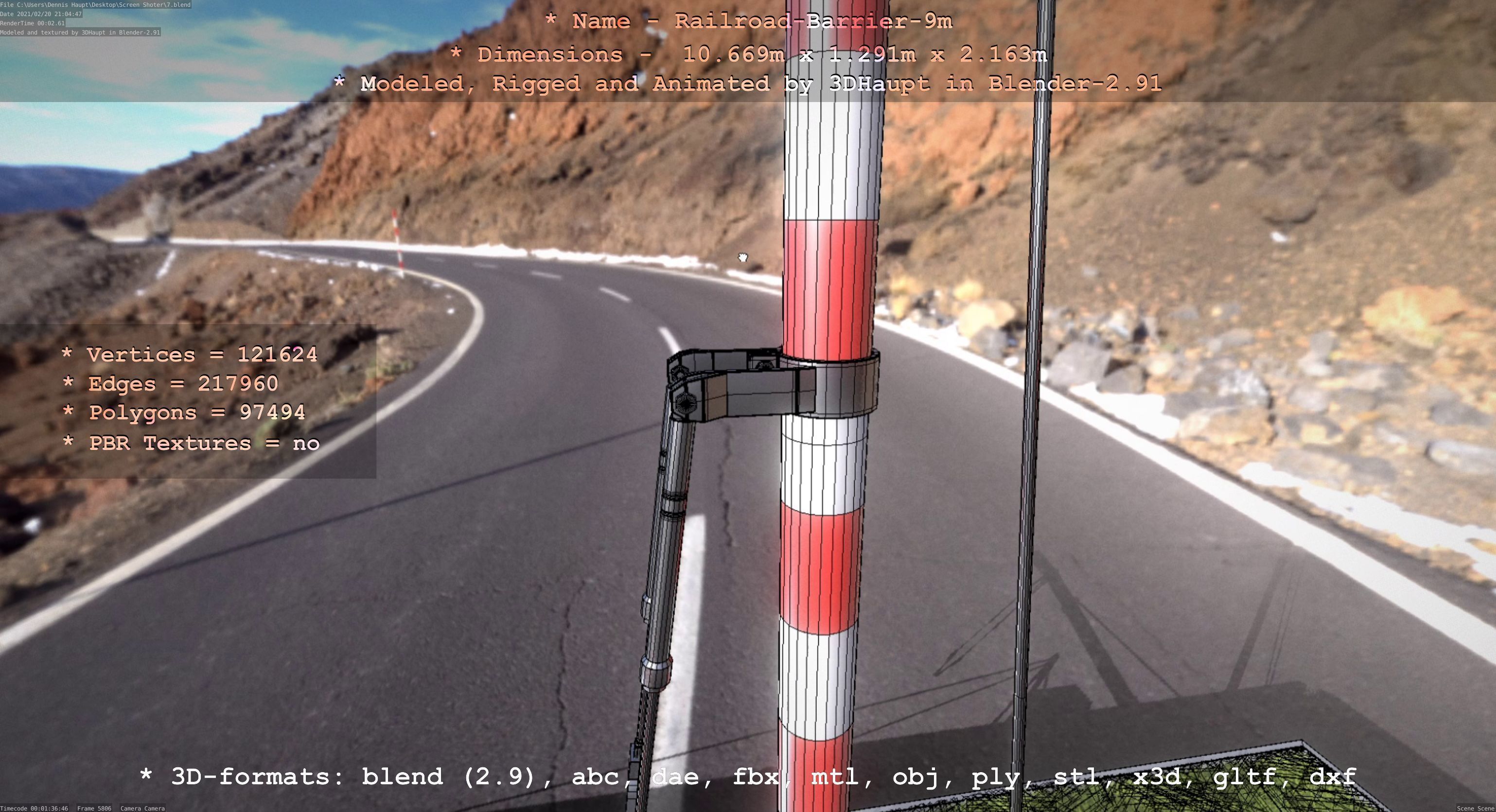 Railroad Barrier 9m High-Poly 3D model_61