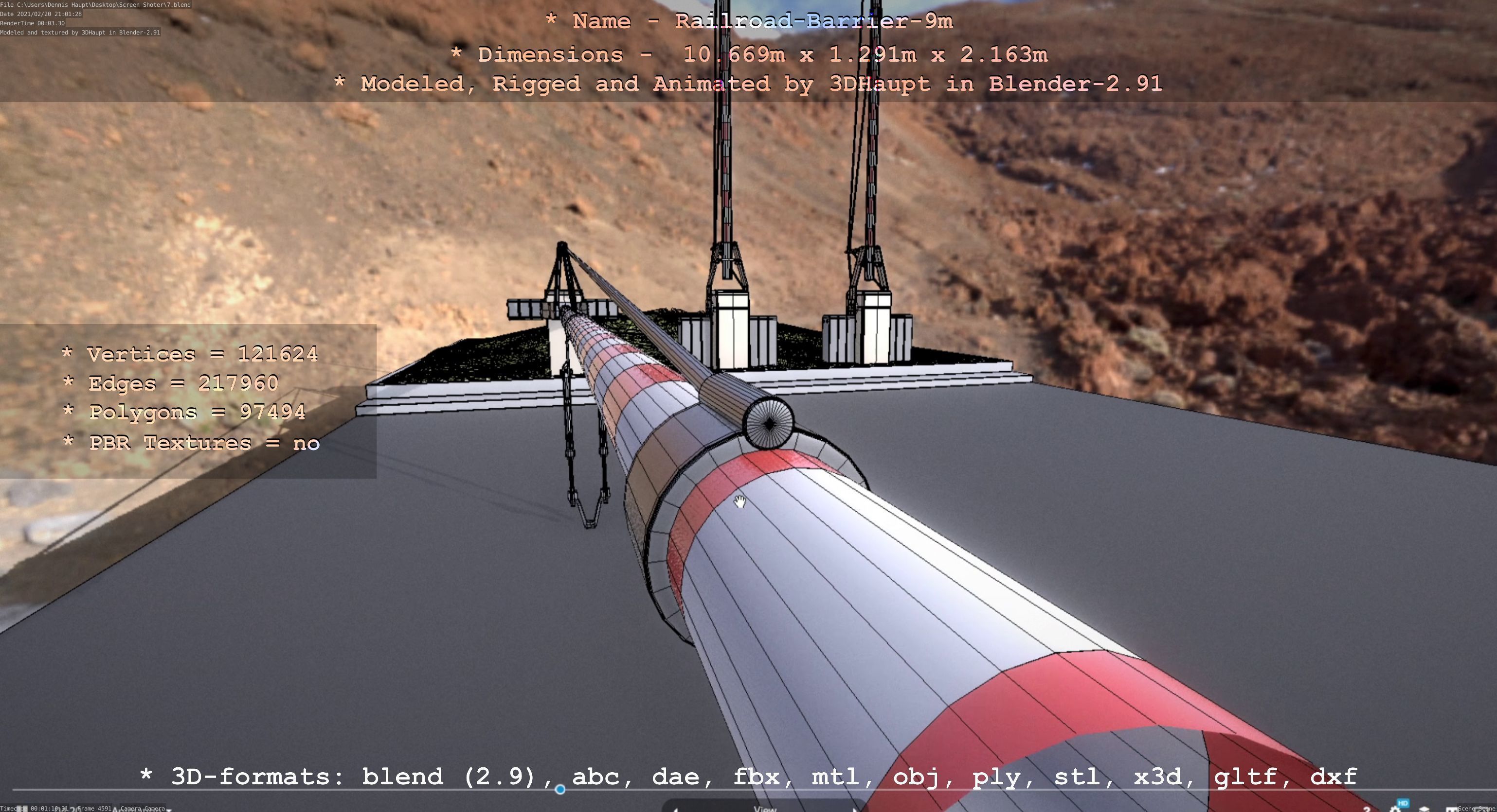 Railroad Barrier 9m High-Poly 3D model_47