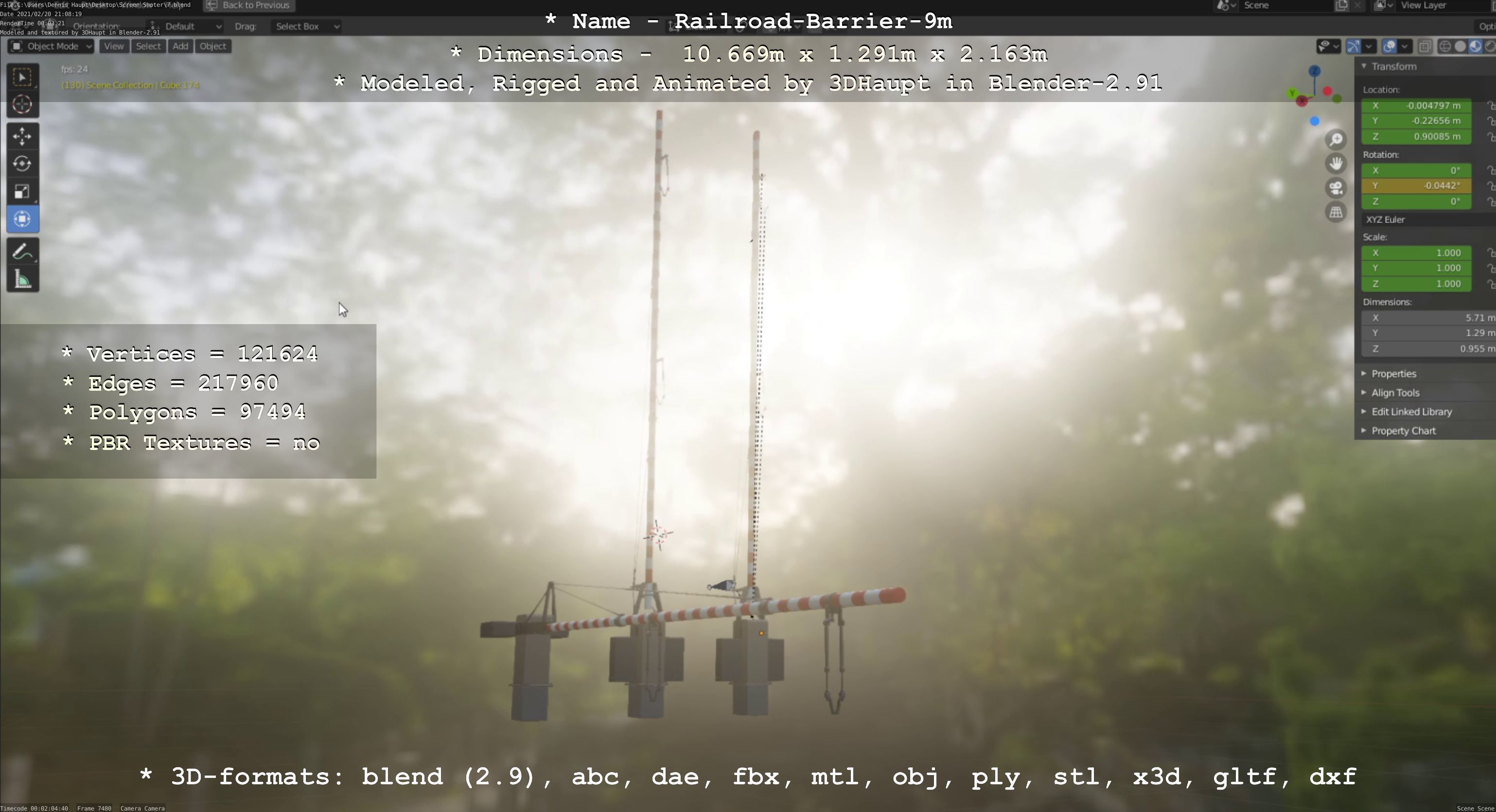 Railroad Barrier 9m High-Poly 3D model_105