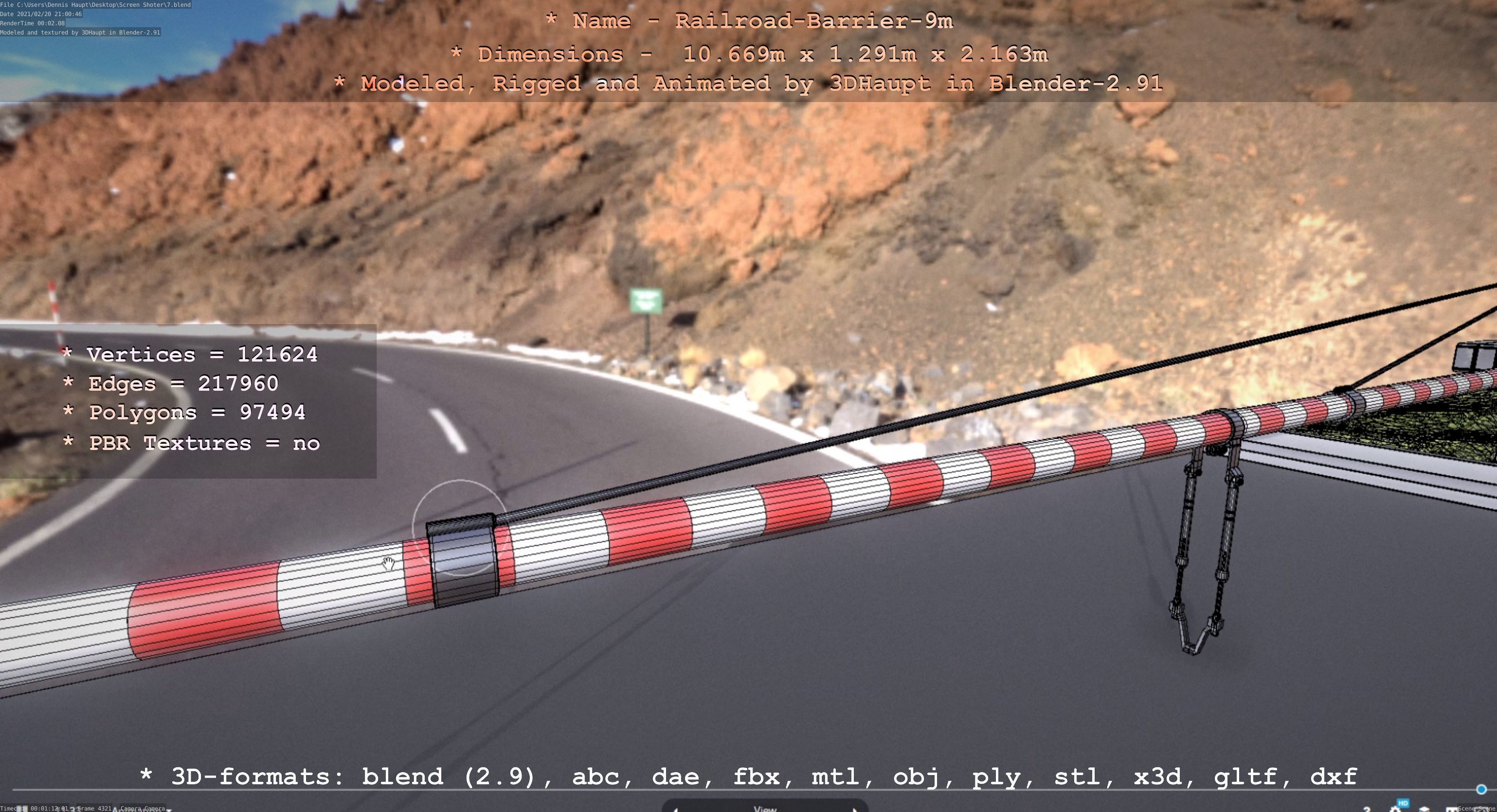 Railroad Barrier 9m High-Poly 3D model_40