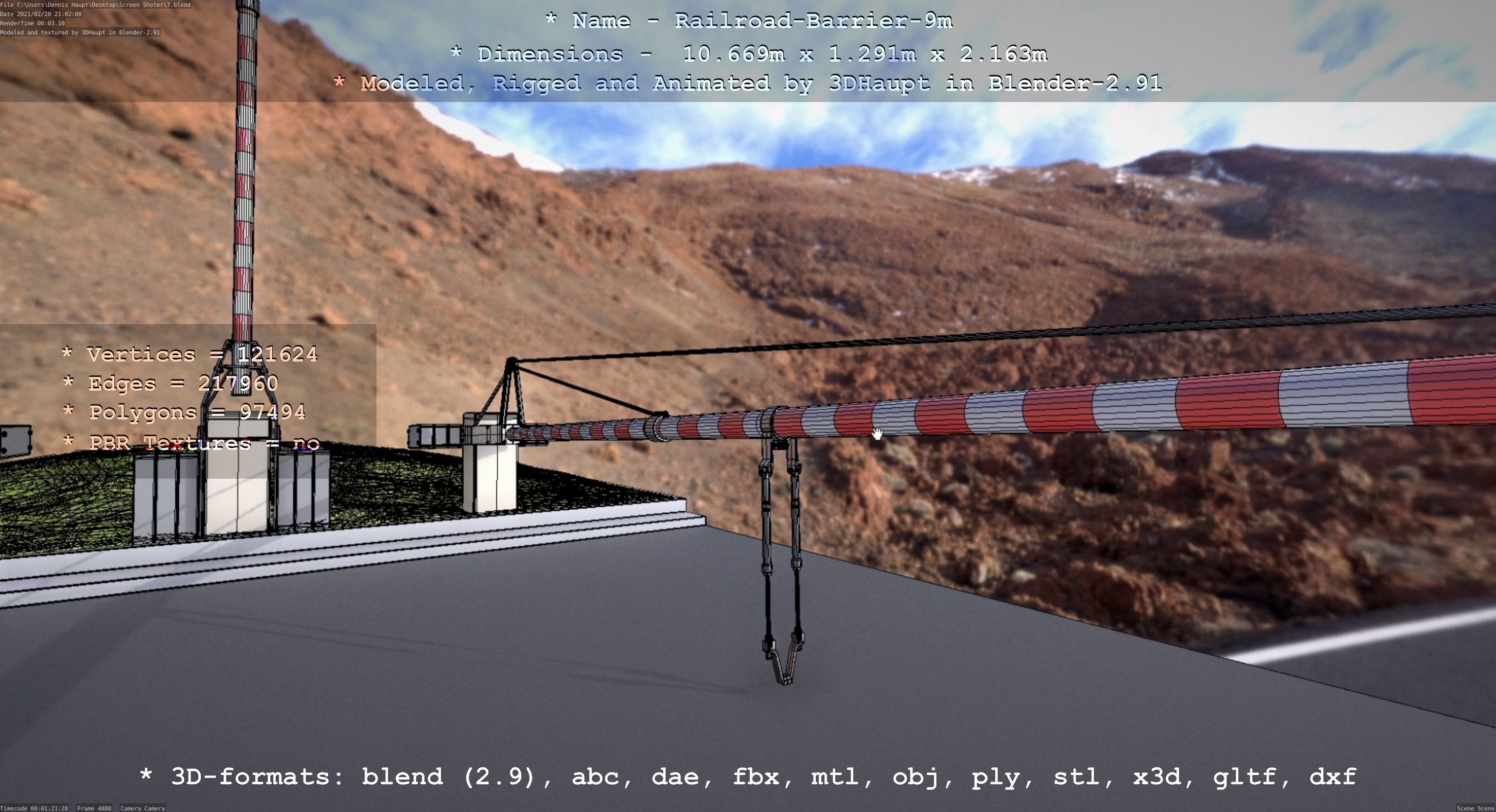 Railroad Barrier 9m High-Poly 3D model_56