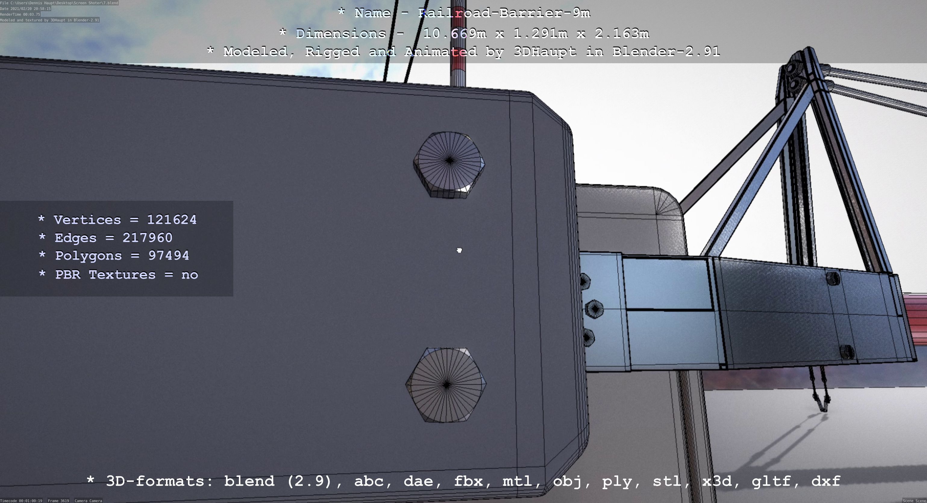 Railroad Barrier 9m High-Poly 3D model_121