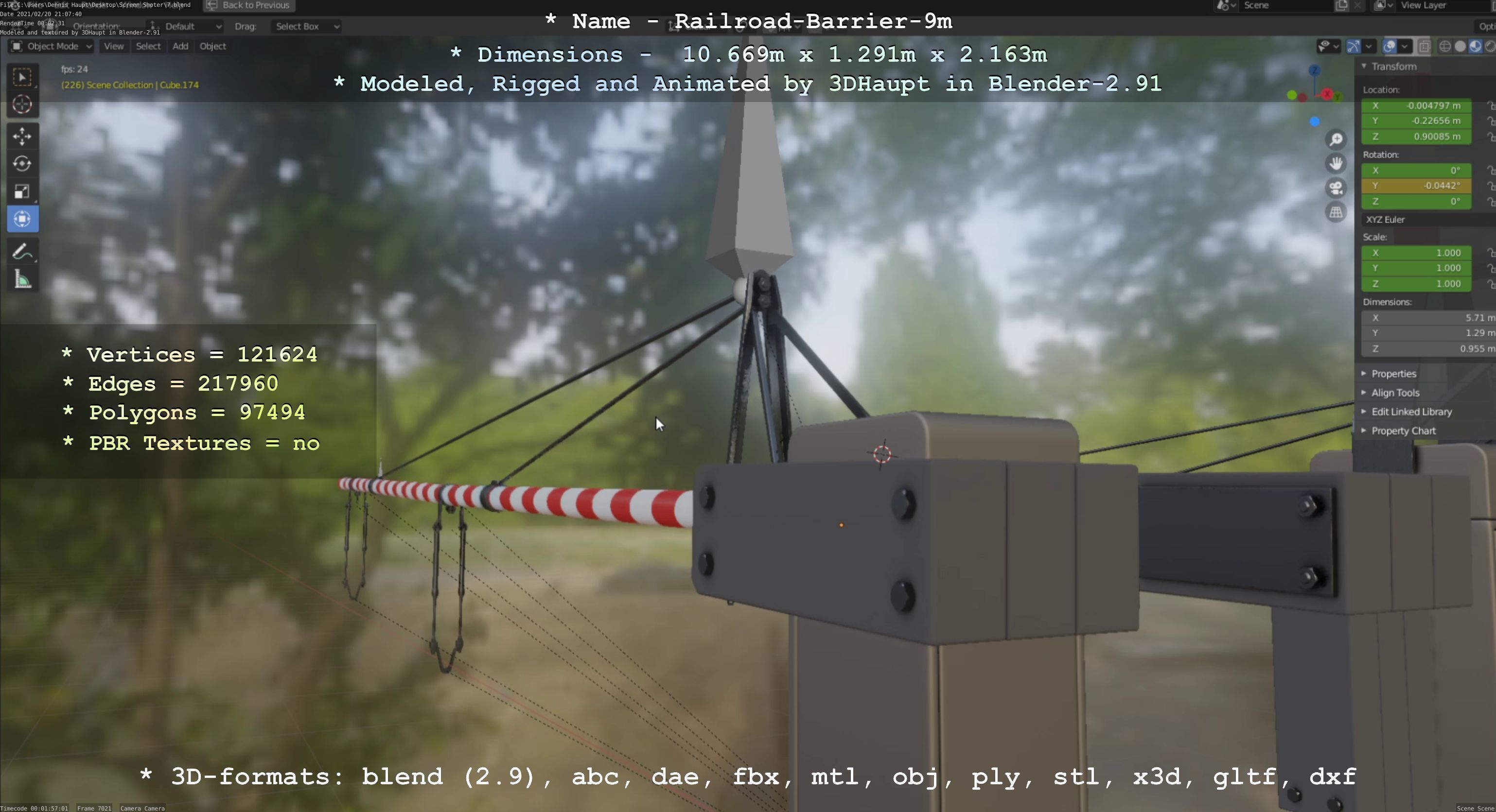 Railroad Barrier 9m High-Poly 3D model_131