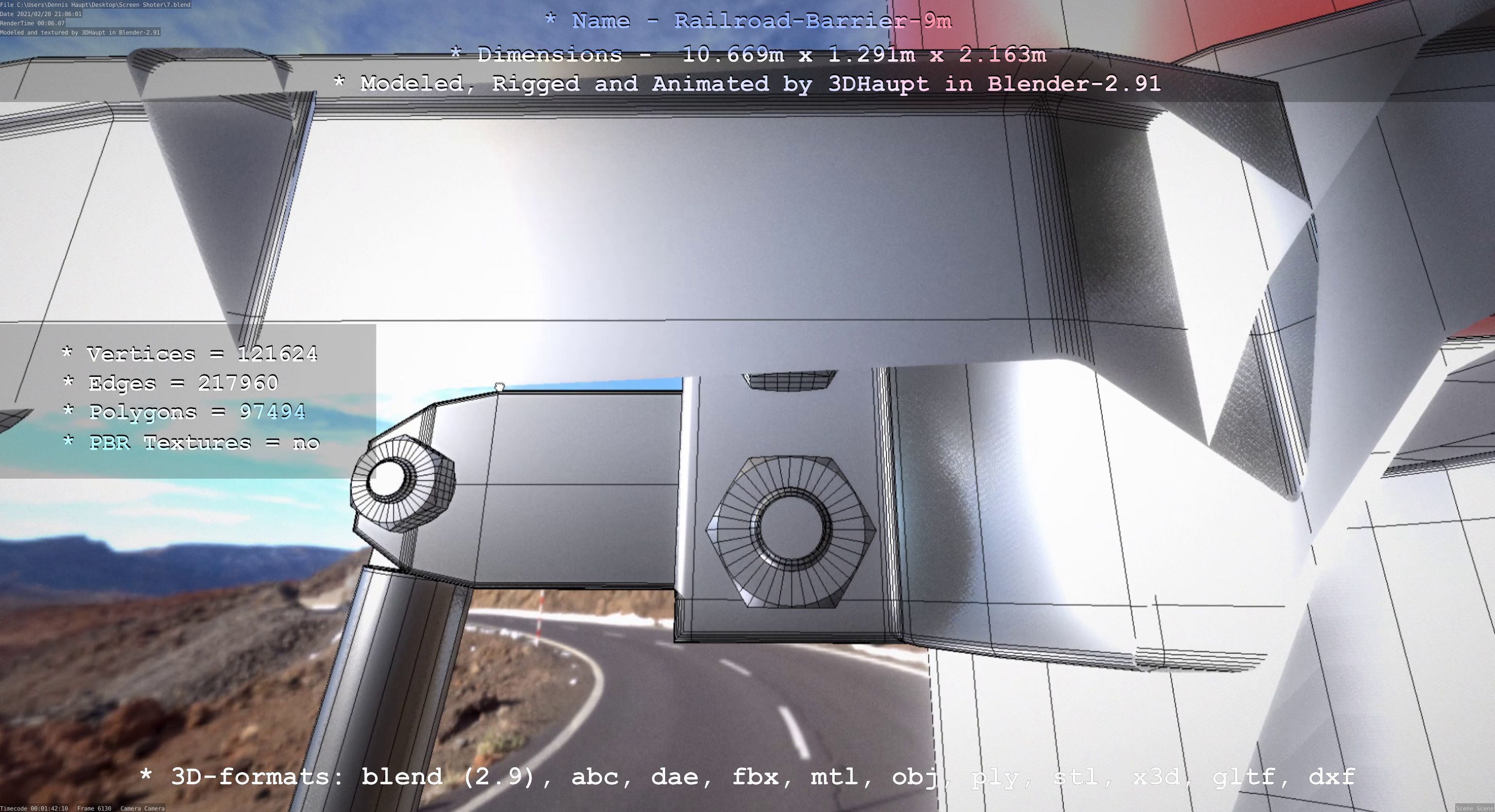 Railroad Barrier 9m High-Poly 3D model_68