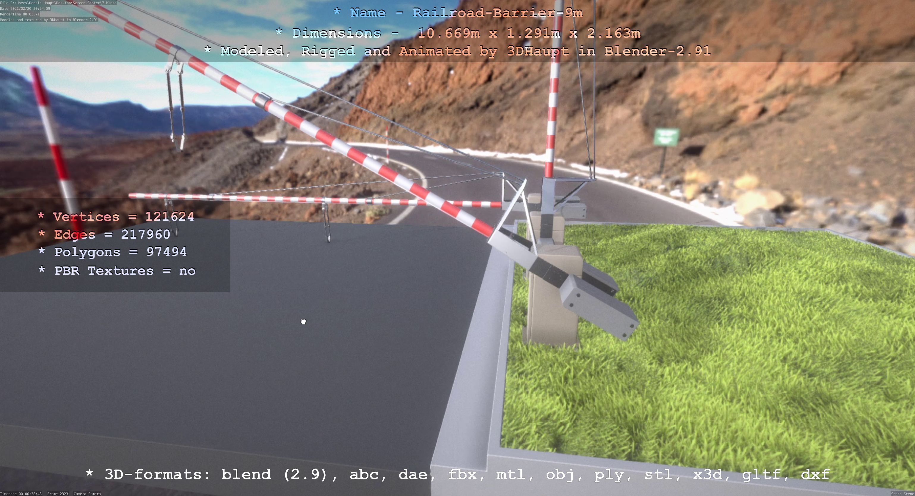 Railroad Barrier 9m High-Poly 3D model_33