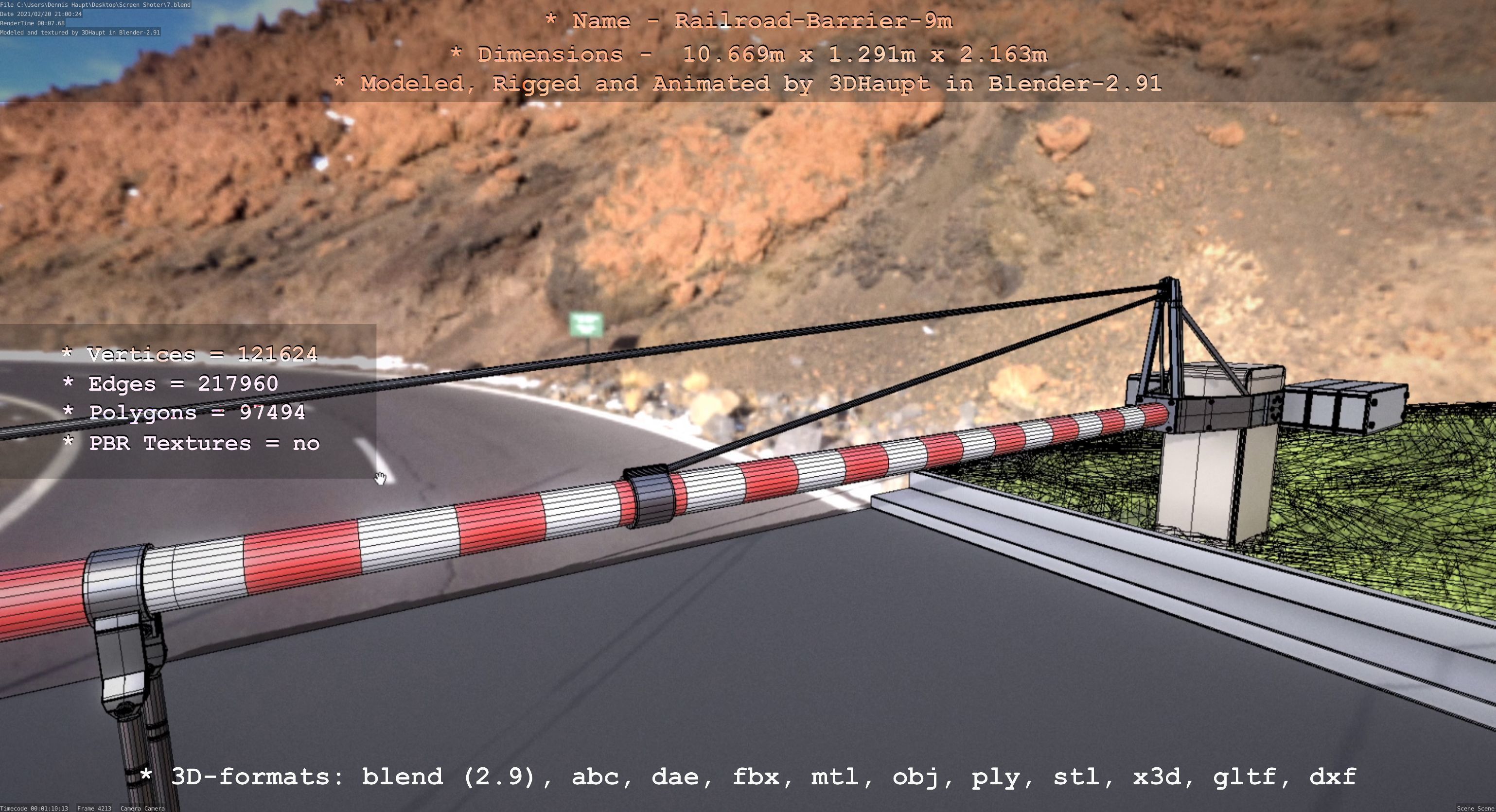 Railroad Barrier 9m High-Poly 3D model_37