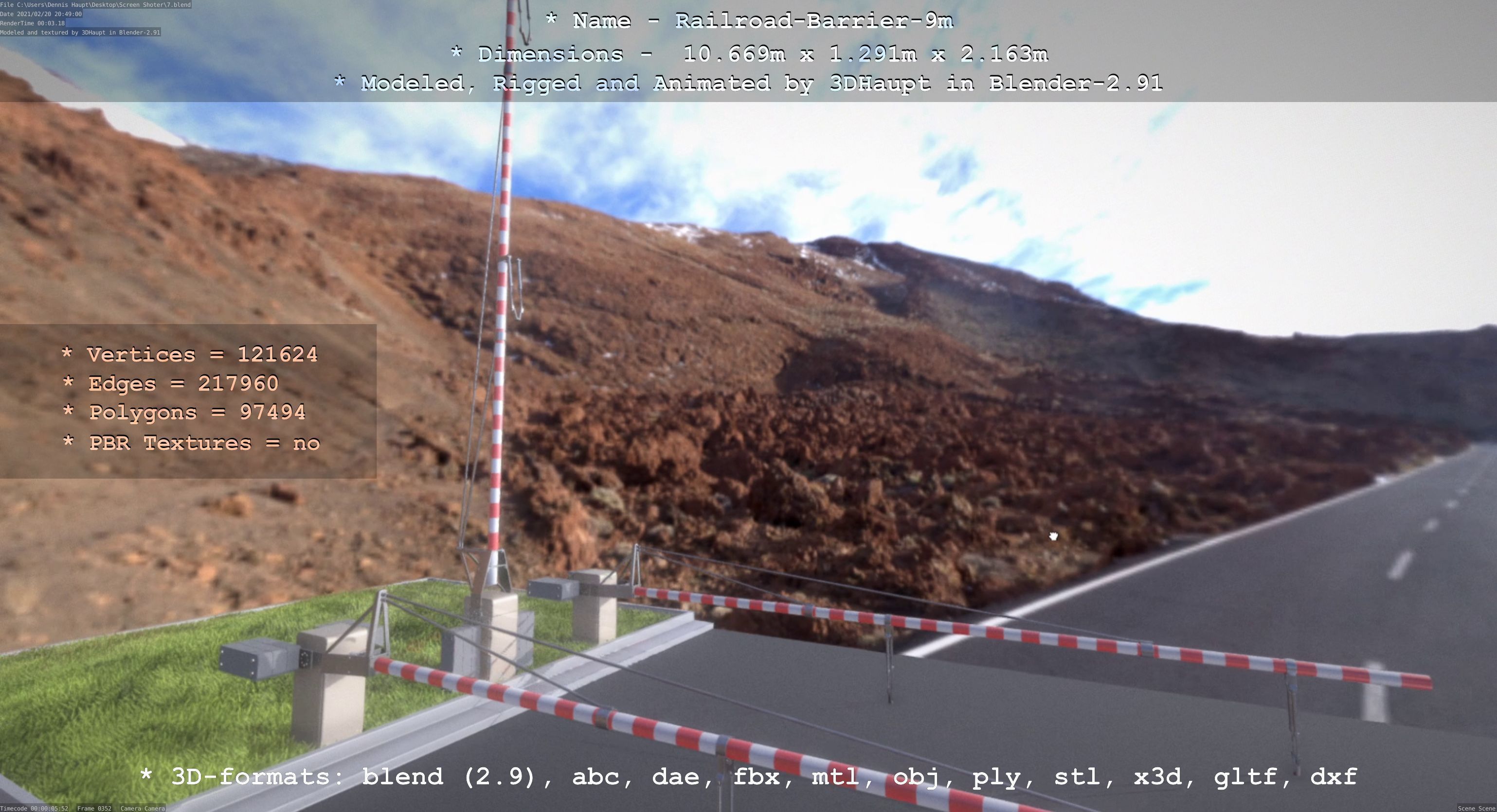 Railroad Barrier 9m High-Poly 3D model_24