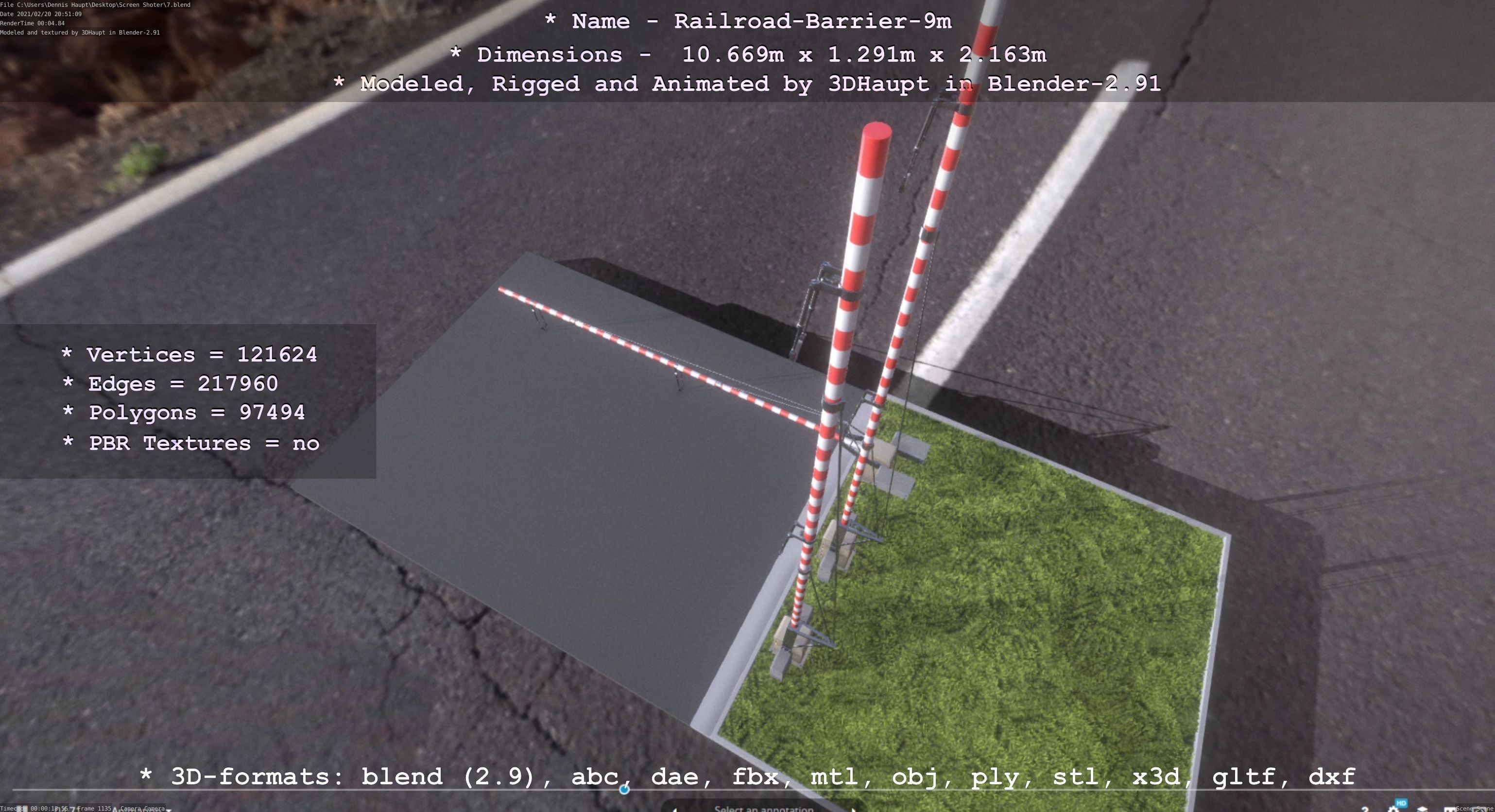 Railroad Barrier 9m High-Poly 3D model_30