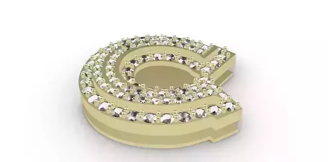 letter C gold with diamonds