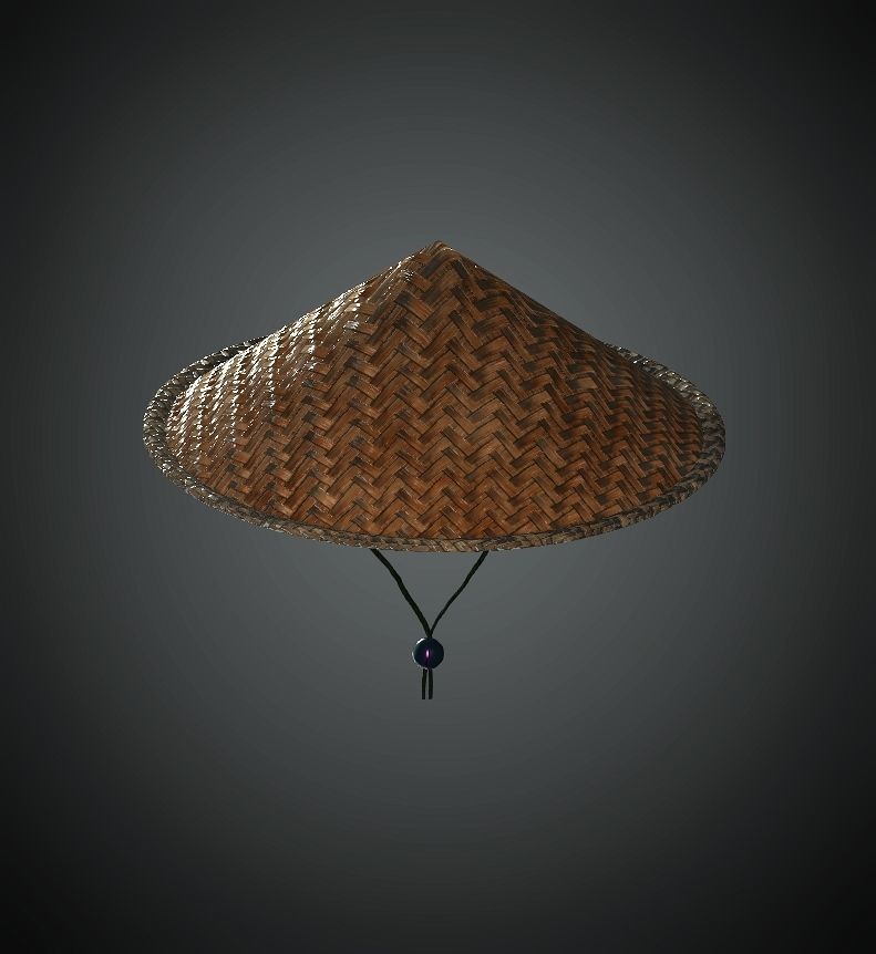 Fashion Hats - Bamboo Hat Low-poly 3D model_2