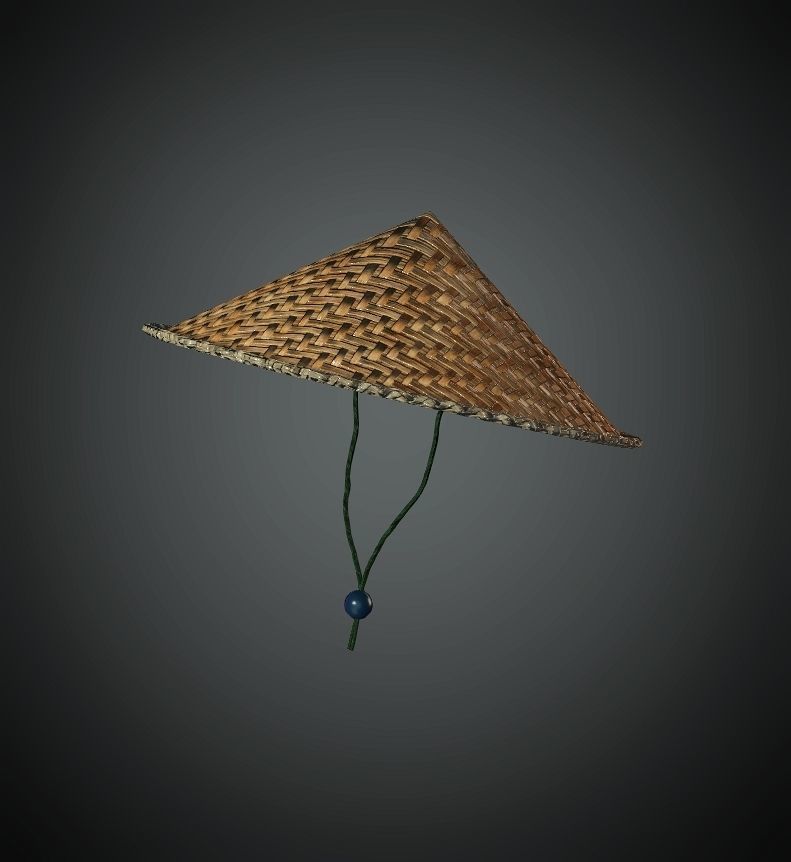 Fashion Hats - Bamboo Hat Low-poly 3D model_4