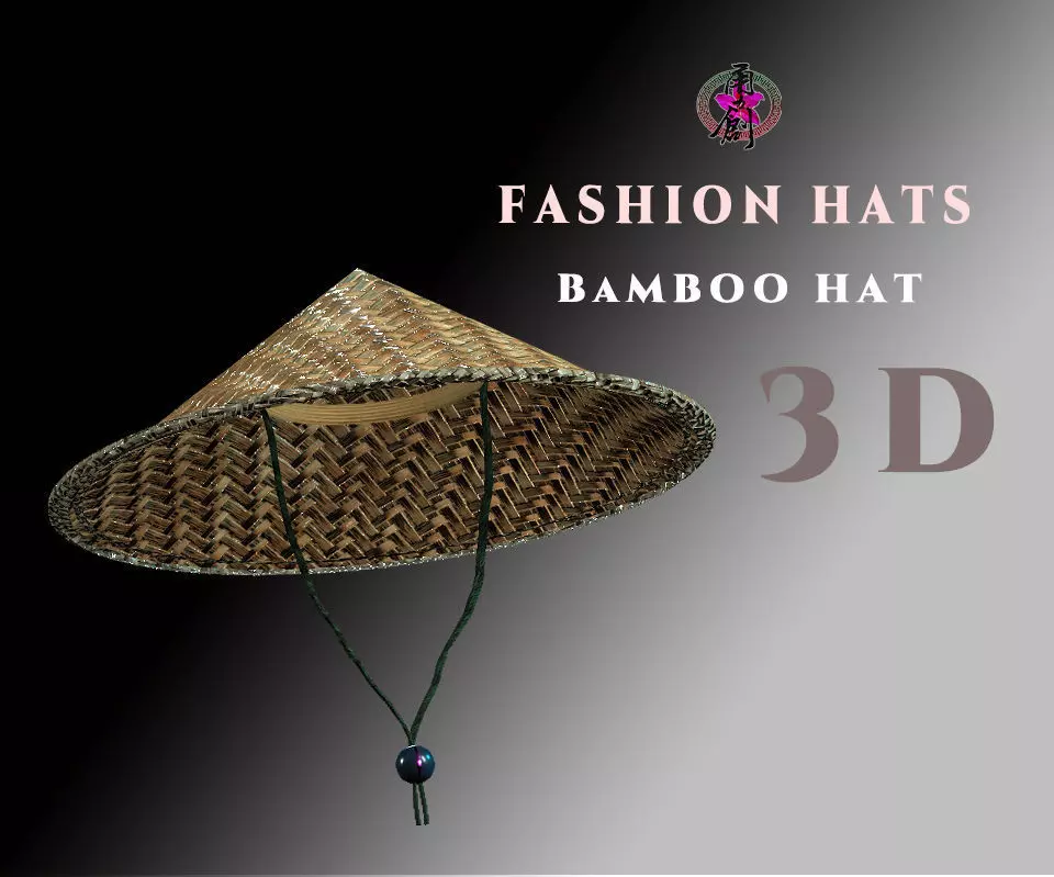 Fashion Hats - Bamboo Hat Low-poly 3D model_0