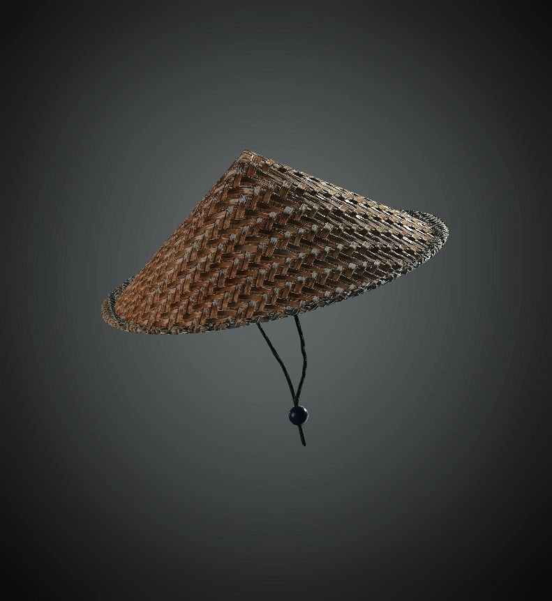 Fashion Hats - Bamboo Hat Low-poly 3D model_5
