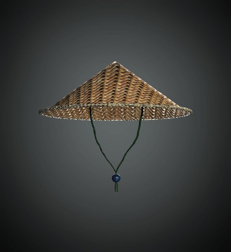Fashion Hats - Bamboo Hat Low-poly 3D model_3
