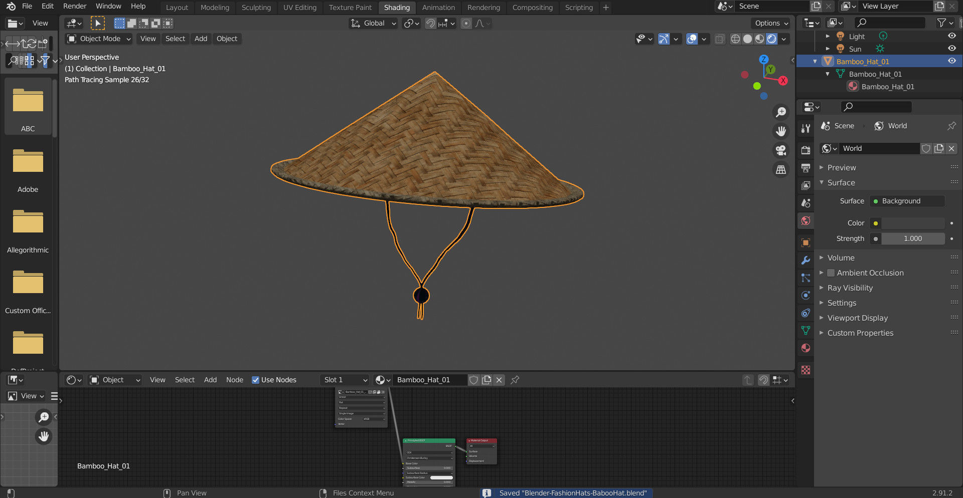 Fashion Hats - Bamboo Hat Low-poly 3D model_6